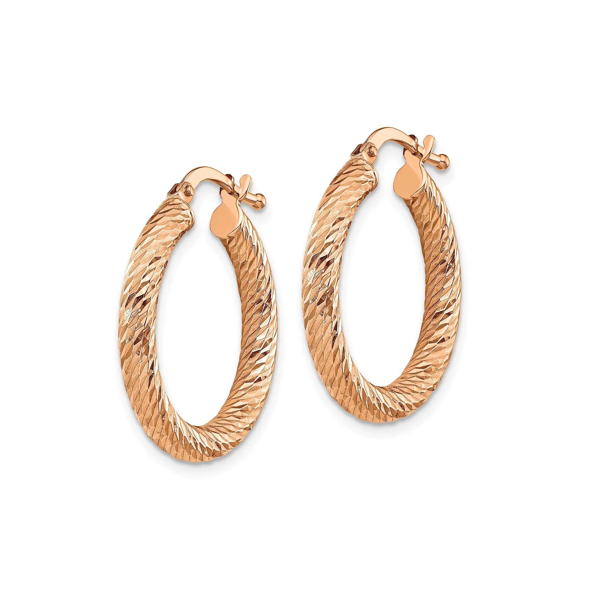 Diamond-Cut Hoop Earrings 14K Rose Gold Size 27.00mm - Image 2