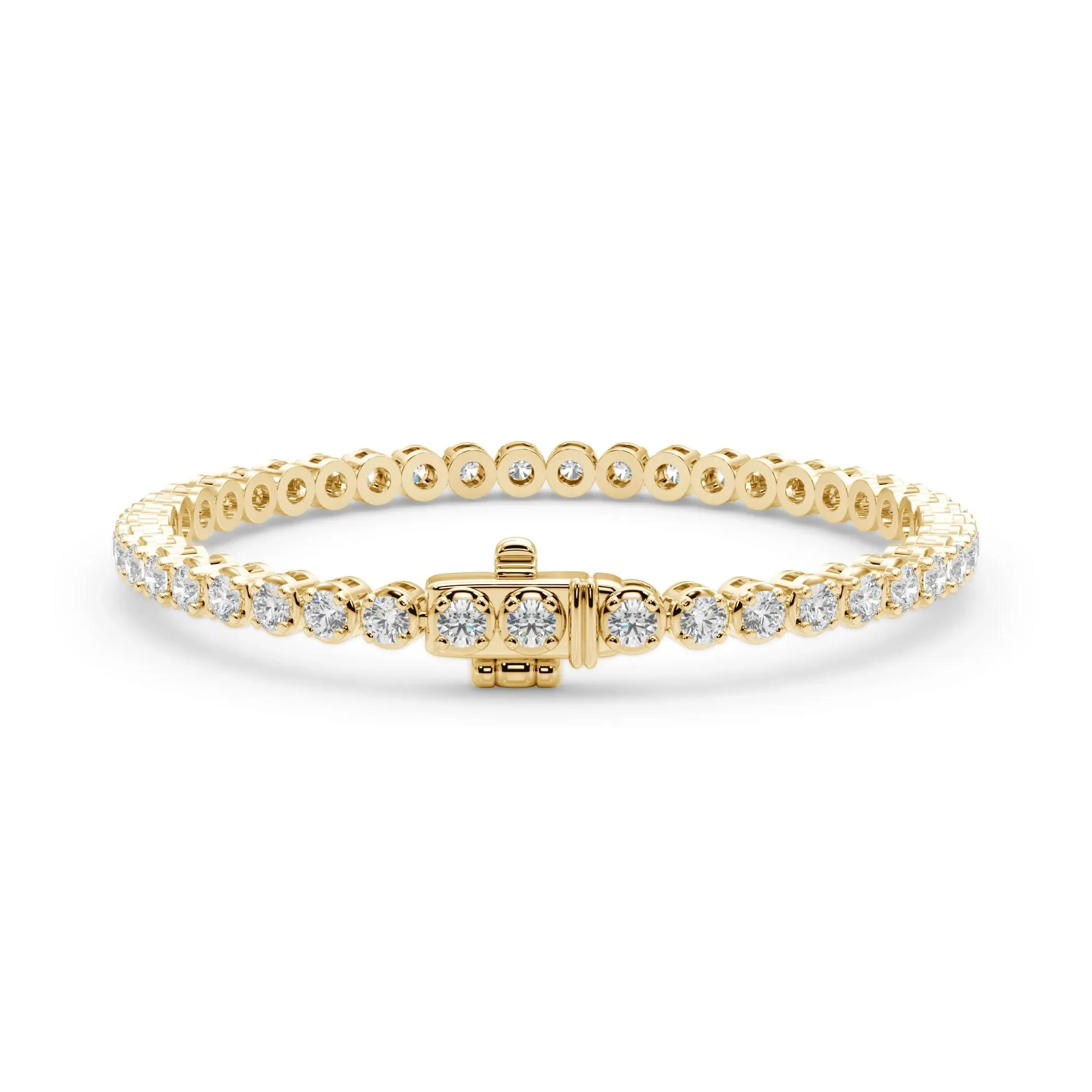 6 CT. Tw. Lab Grown Diamond Round Tennis Bracelet 10K Yellow Gold Size 7" - Image 2