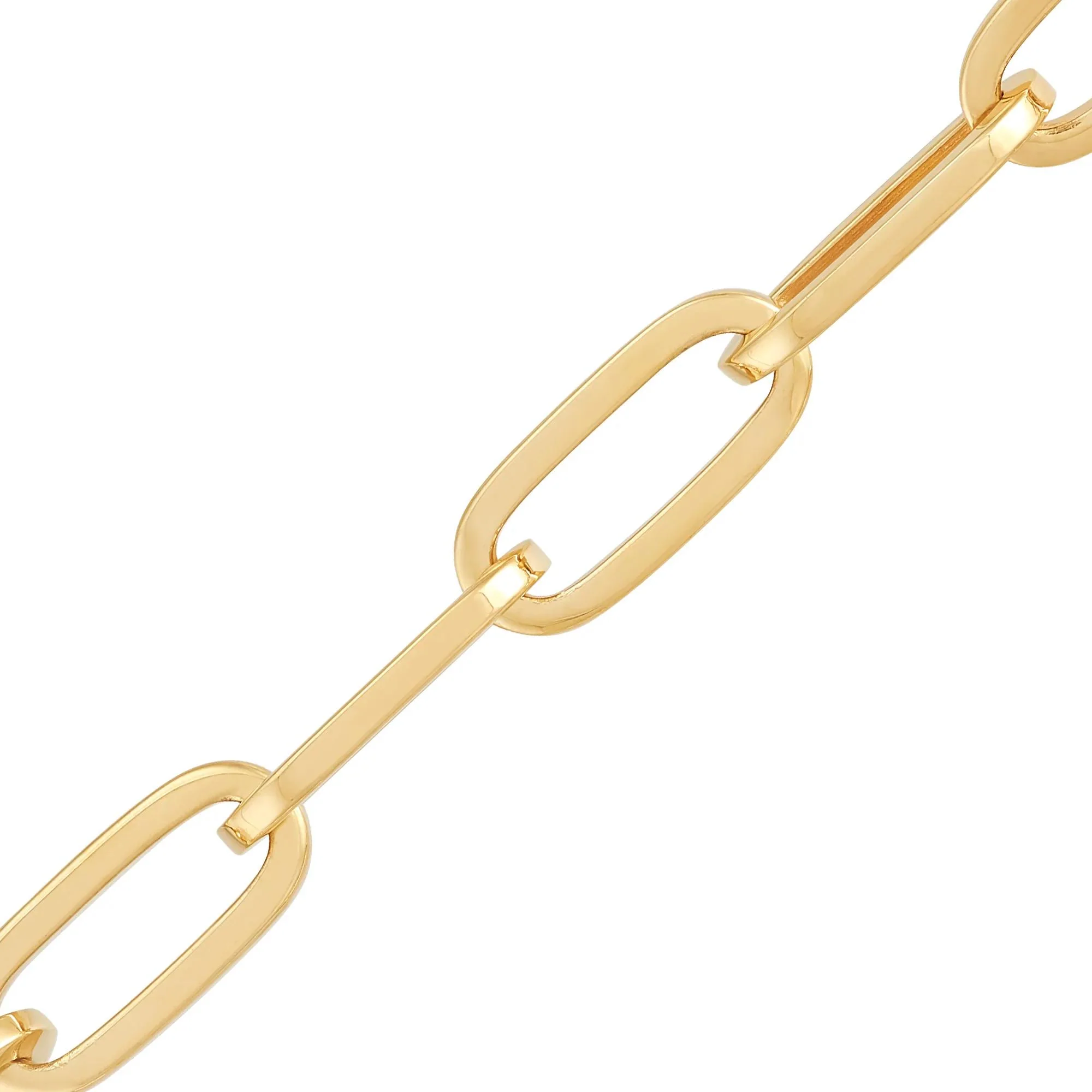 Oval Squared Paperclip Link Necklace 14K Yellow Gold Size 18" - Image 2