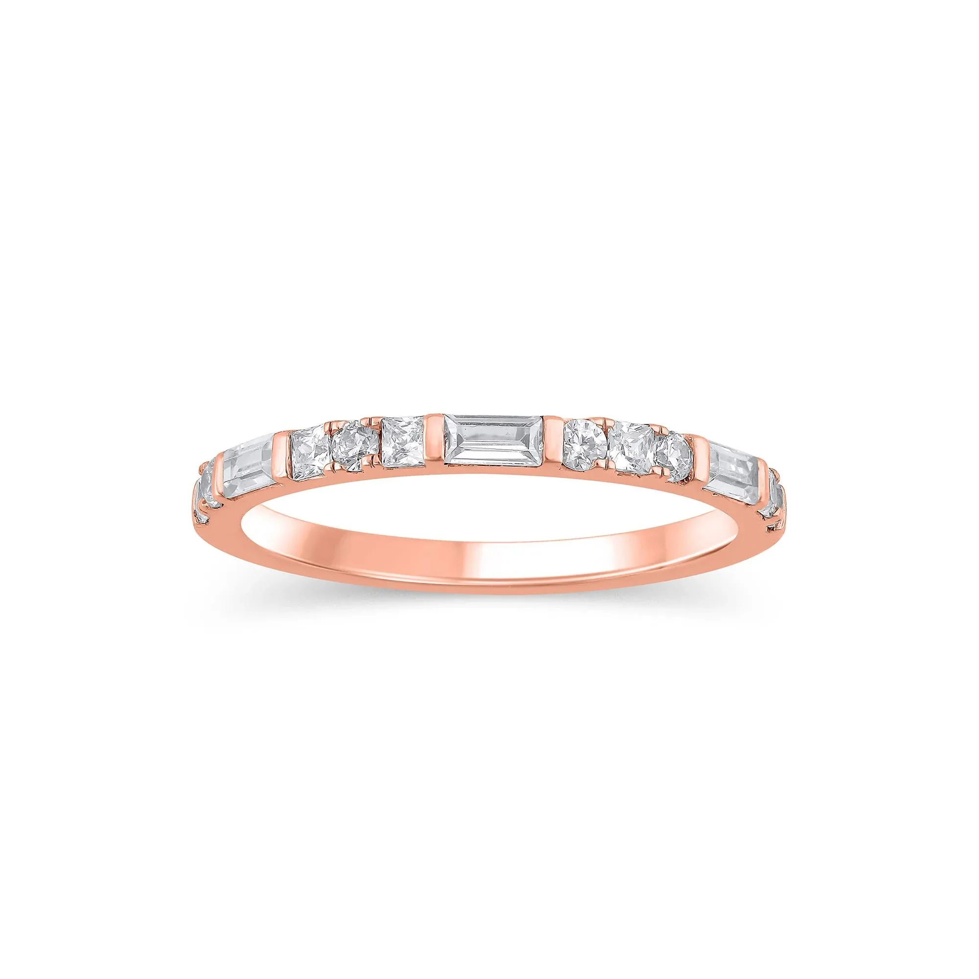 1/2 CT. Tw. Lab Grown Diamond Mixed Shape Anniversary Band Ring 10K Rose Gold Size 10 2mm