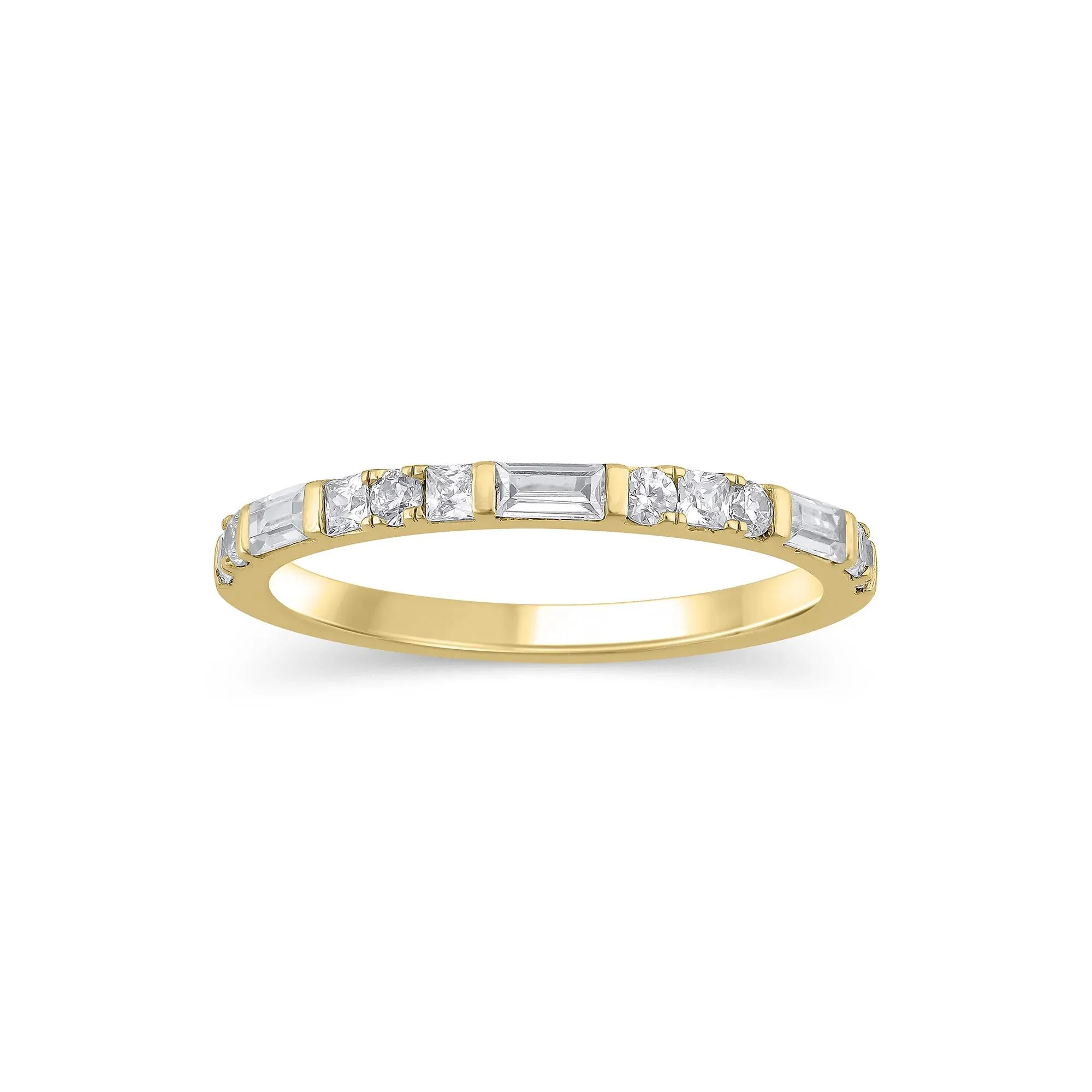 1/2 CT. Tw. Lab Grown Diamond Mixed Shape Anniversary Band Ring 10K Yellow Gold Size 6.5 2mm