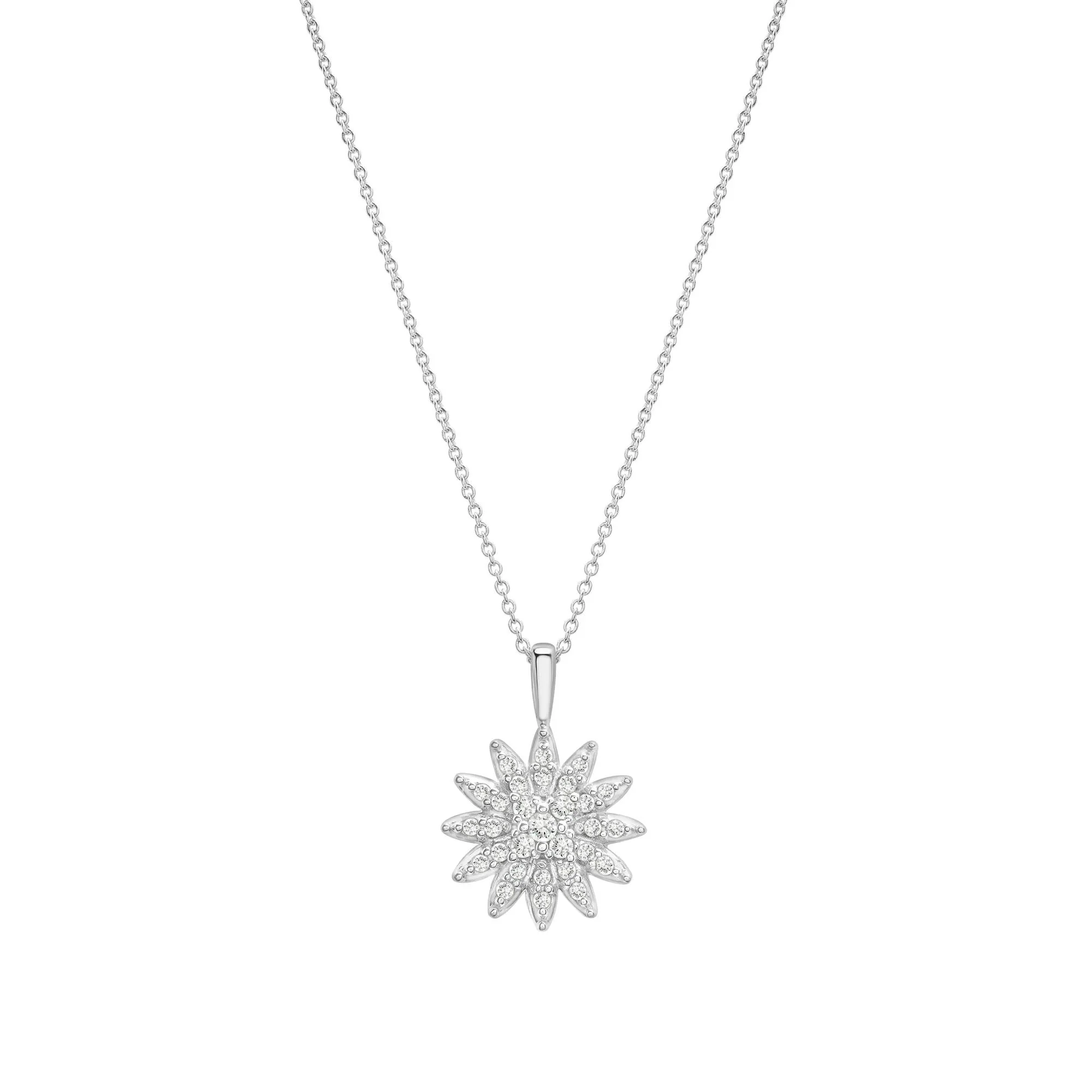 1/2 CT. Tw. Diamond Flower Pendant & Stud Earrings Boxed Set .925 Sterling Silver White Size 18" - Image 3
