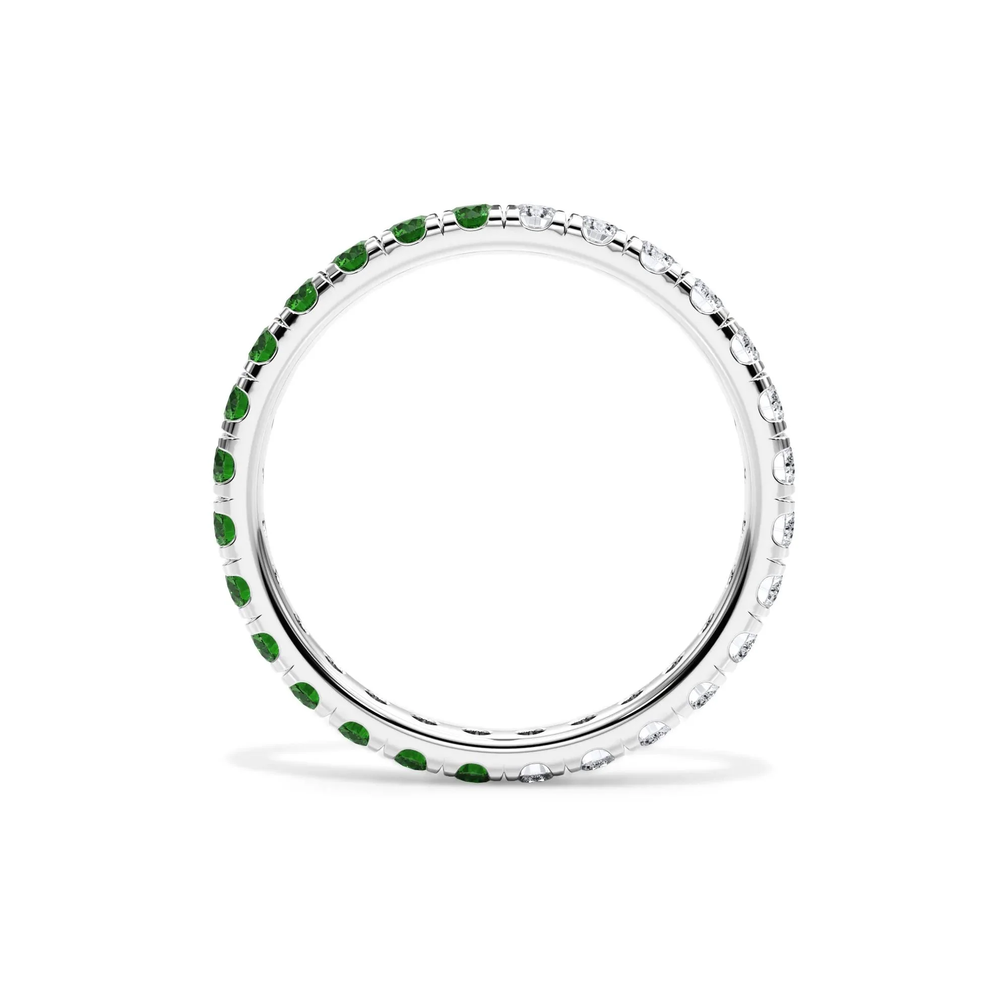 1/2 CT. Tw. Lab Grown Diamond and Lab-Created Emerald Eternity Band Ring 14K White Gold Size 8 3mm - Image 2