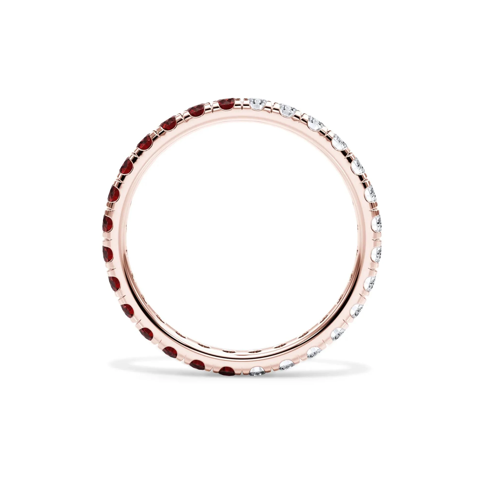 1/2 CT. Tw. Lab Grown Diamond and Lab-Created Ruby Eternity Band Ring 14K Rose Gold Size 4 3mm - Image 2