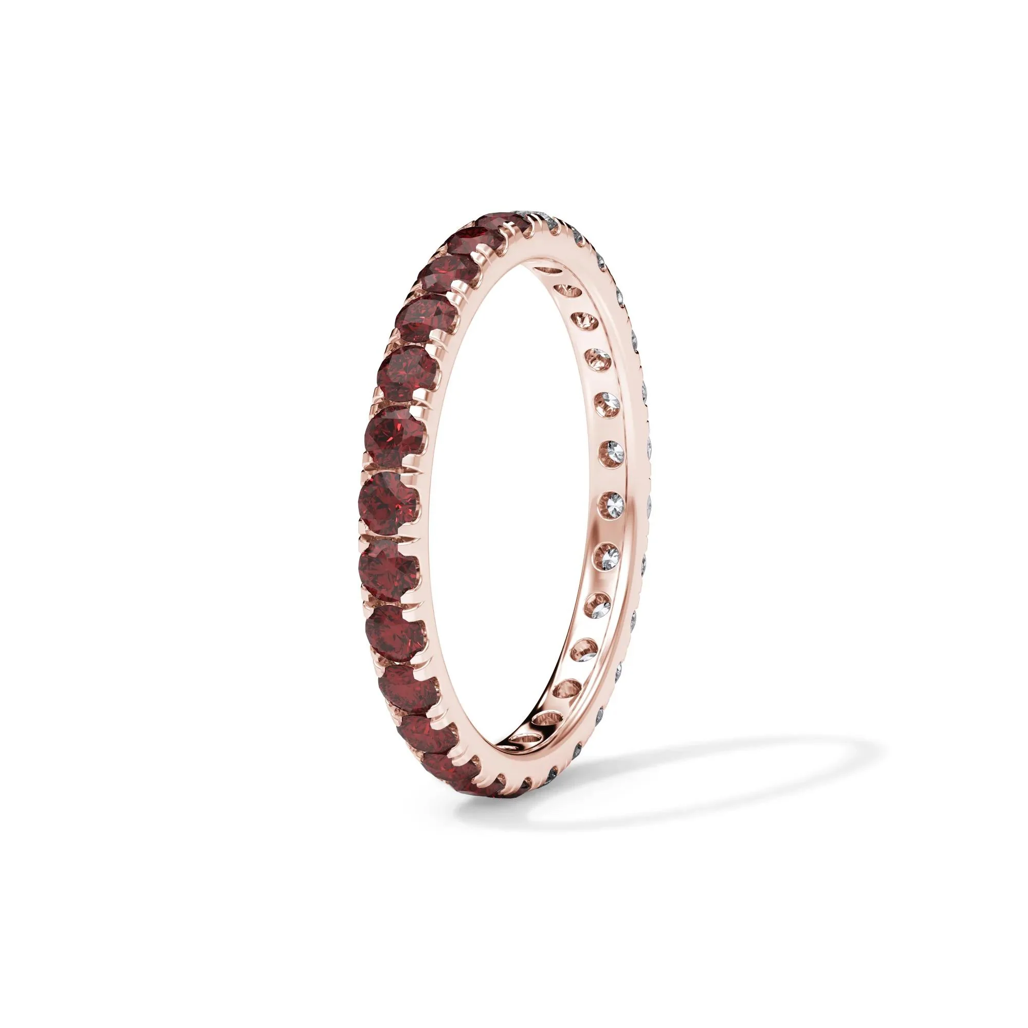 1/2 CT. Tw. Lab Grown Diamond and Lab-Created Ruby Eternity Band Ring 14K Rose Gold Size 4.5 3mm - Image 3