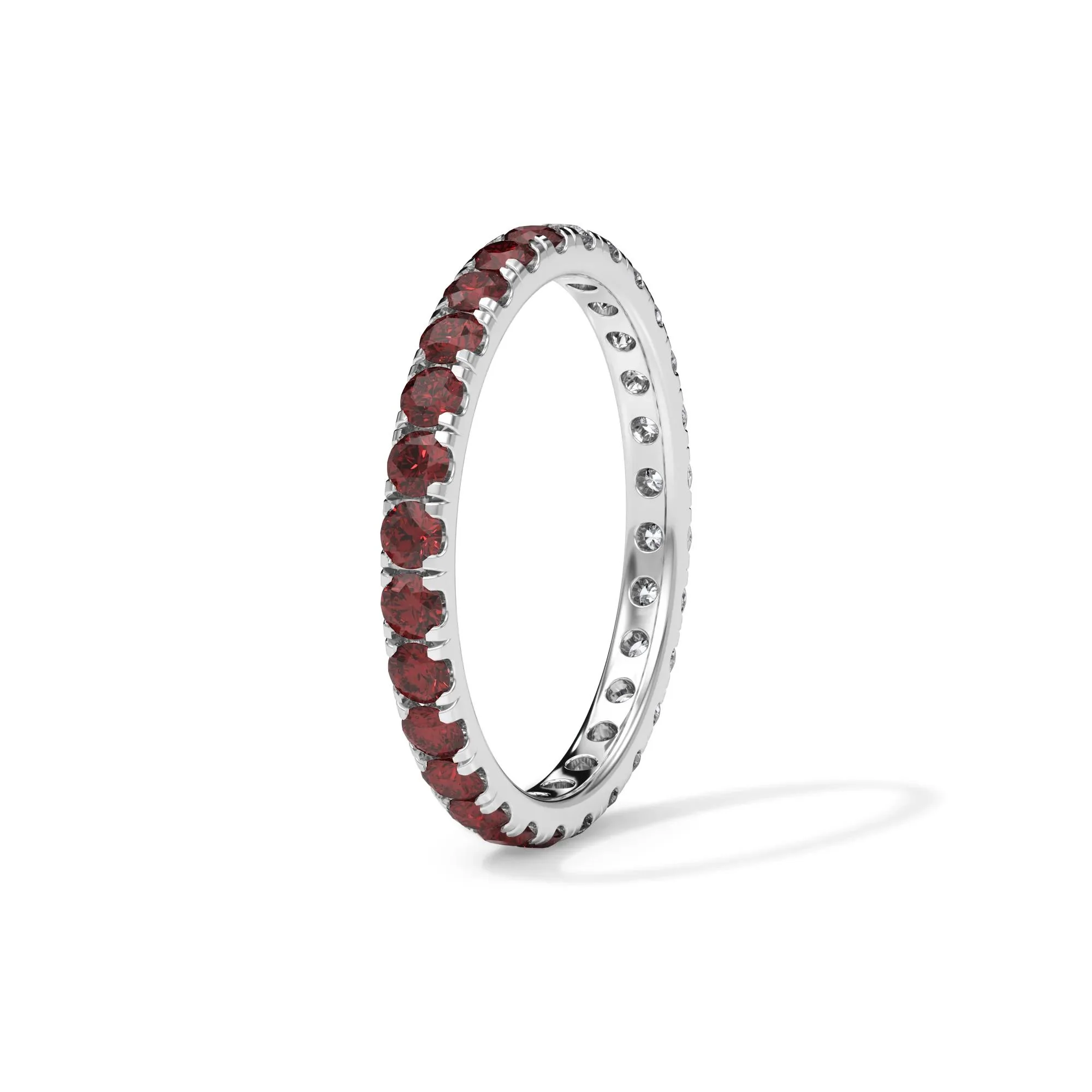 1/2 CT. Tw. Lab Grown Diamond and Lab-Created Ruby Eternity Band Ring 14K White Gold Size 5 3mm - Image 3