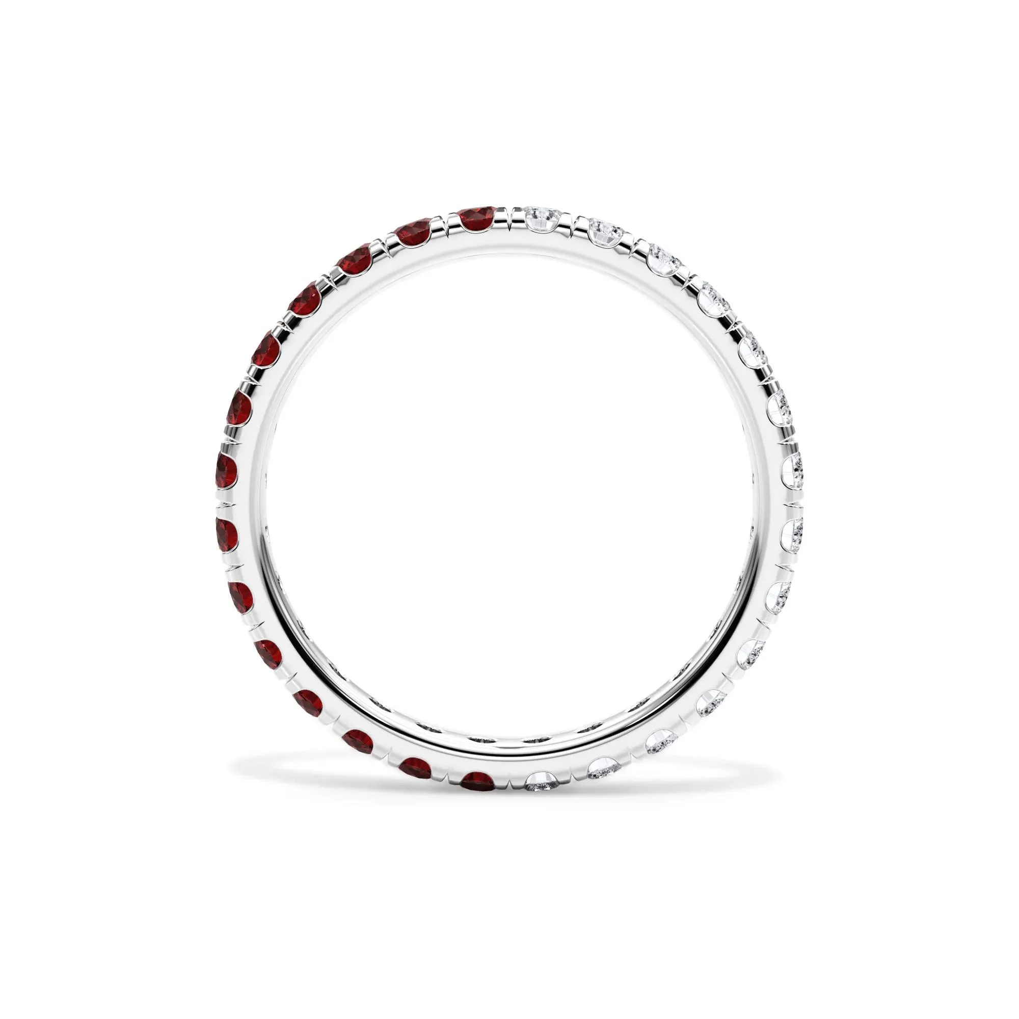 1/2 CT. Tw. Lab Grown Diamond and Lab-Created Ruby Eternity Band Ring 14K White Gold Size 8 3mm - Image 2