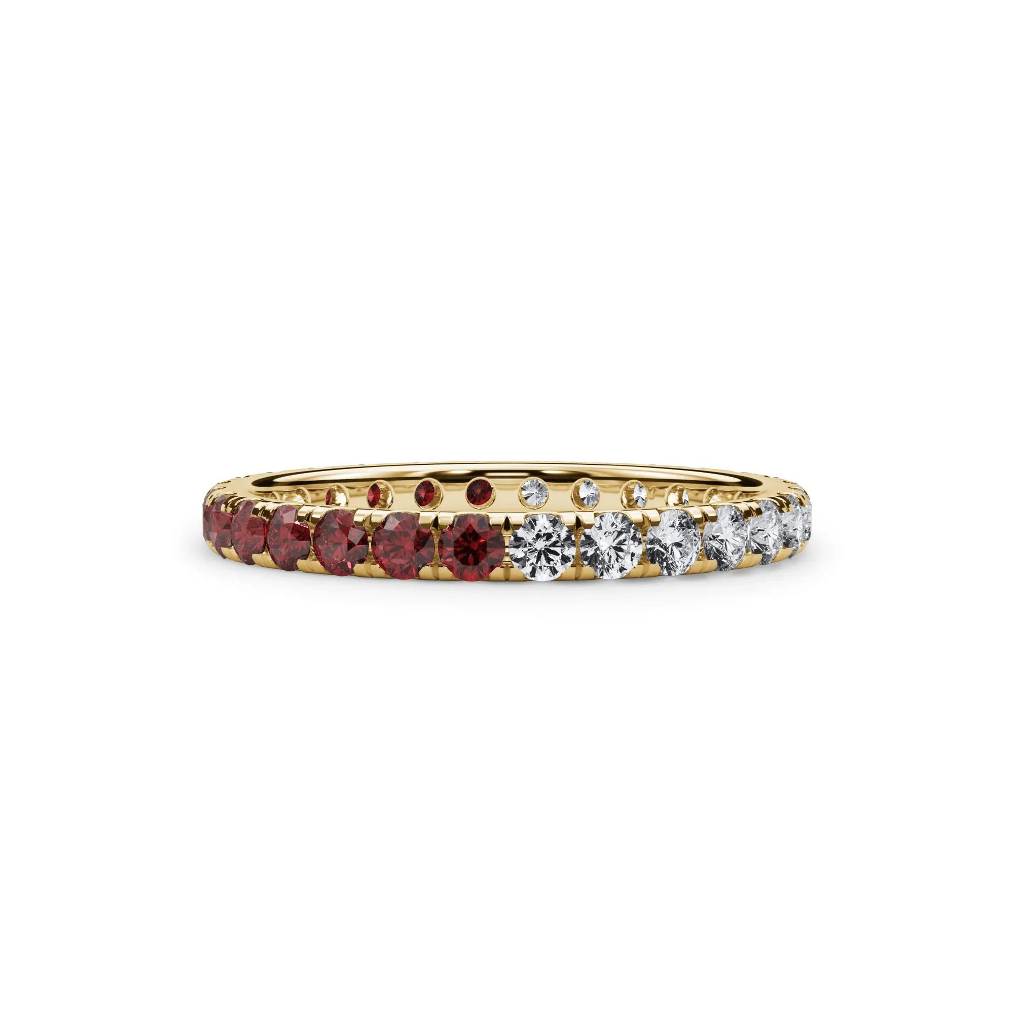 1/2 CT. Tw. Lab Grown Diamond and Lab-Created Ruby Eternity Band Ring 14K Yellow Gold Size 8.5 3mm