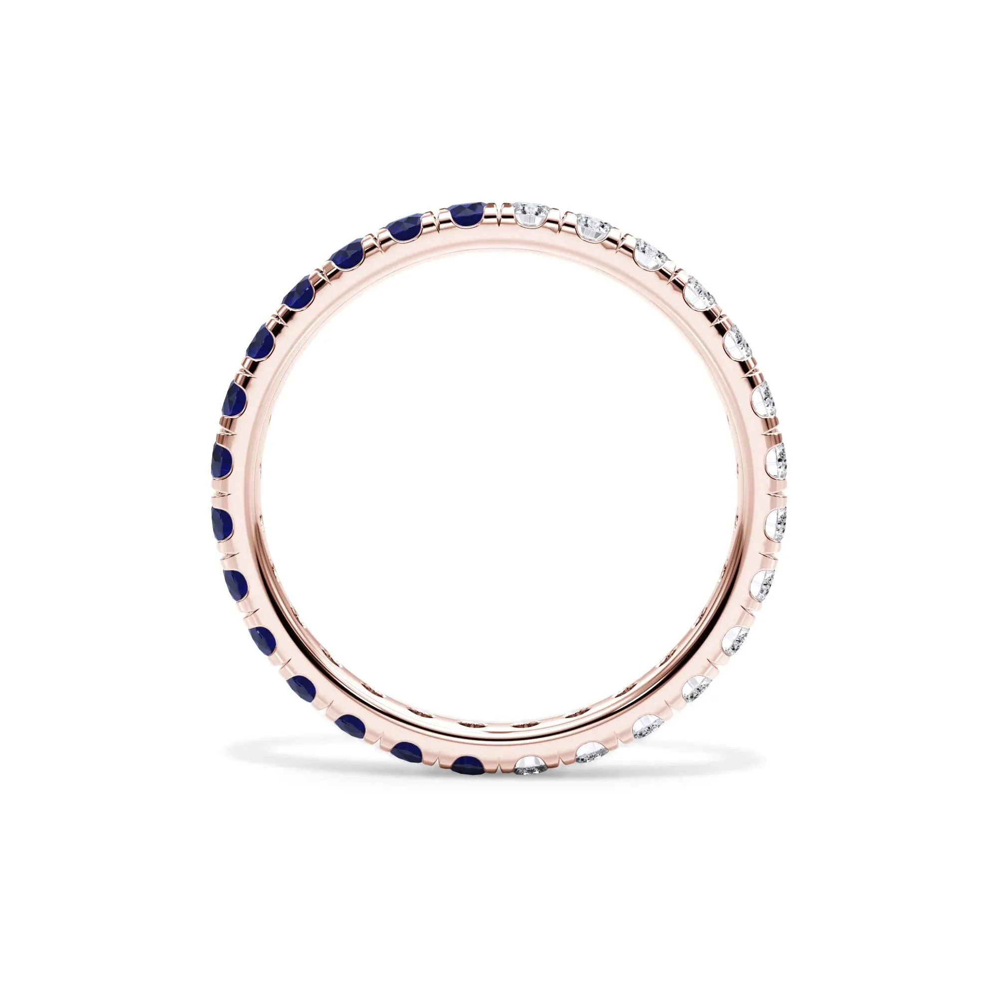 1/2 CT. Tw. Lab Grown Diamond and Lab-Created Blue Sapphire Eternity Band Ring 14K Rose Gold Size 6.5 3mm - Image 2