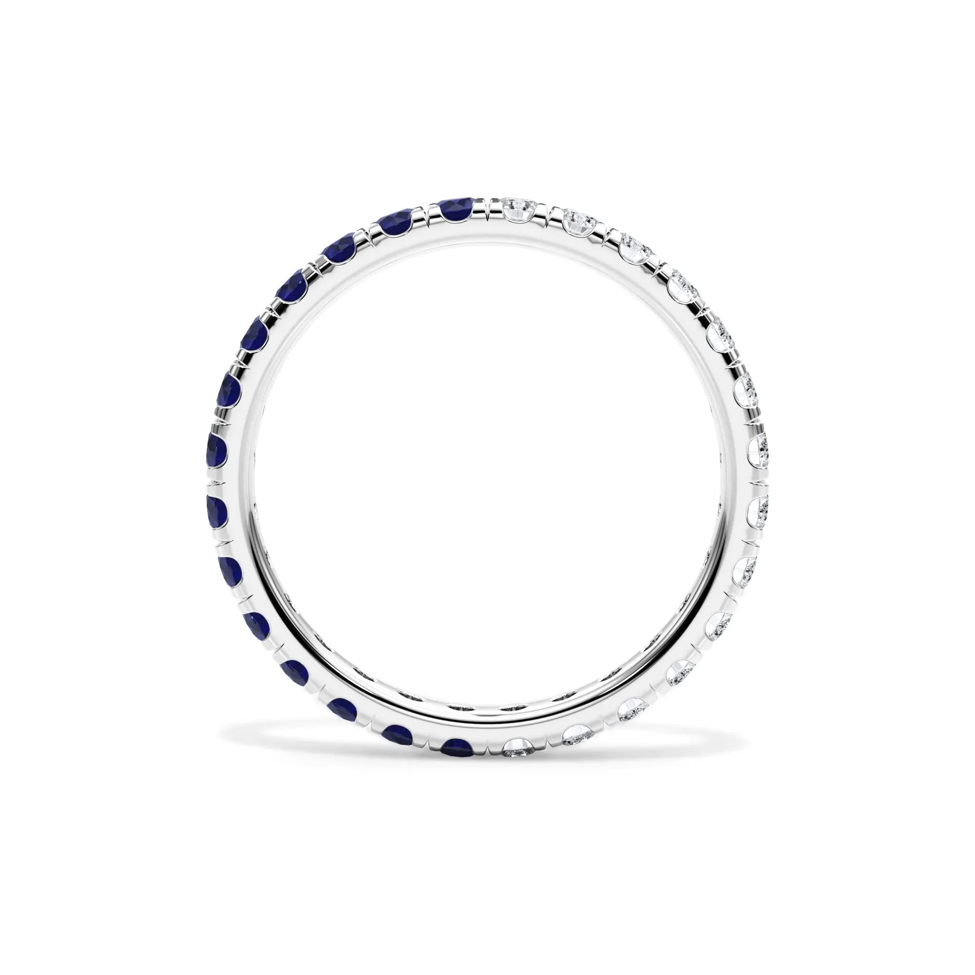 1/2 CT. Tw. Lab Grown Diamond and Lab-Created Blue Sapphire Eternity Band Ring 14K White Gold Size 7.5 3mm - Image 2