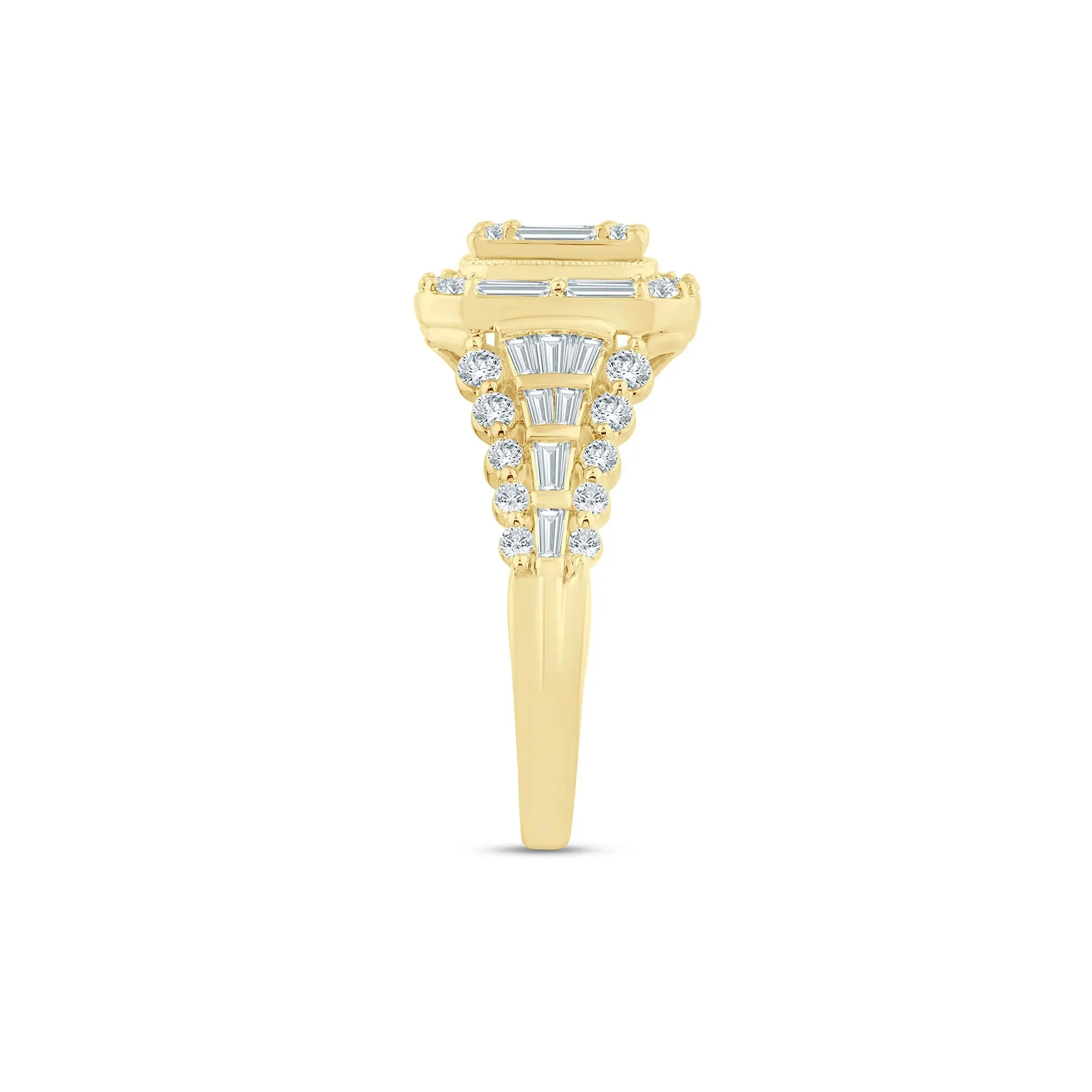 1 3/8 CT. Tw. Diamond Composite Engagement Ring 14K Yellow Gold Round Brilliant Cut Size 7 2mm - Image 3