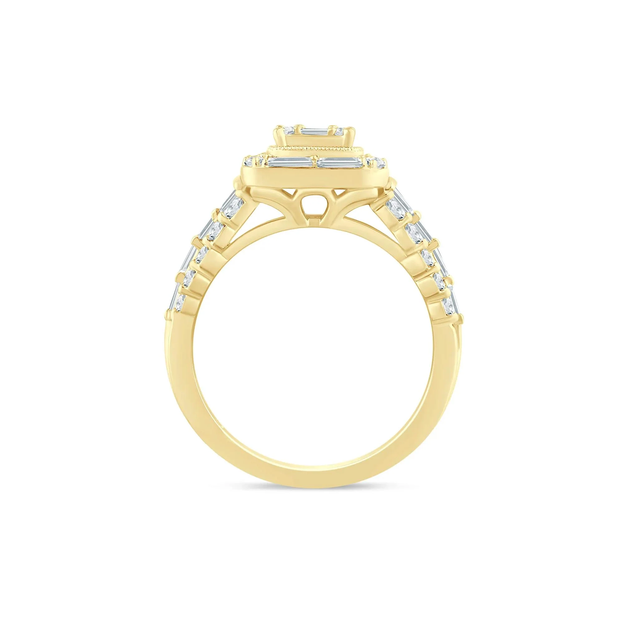 1 3/8 CT. Tw. Diamond Composite Engagement Ring 14K Yellow Gold Round Brilliant Cut Size 7.5 2mm - Image 2