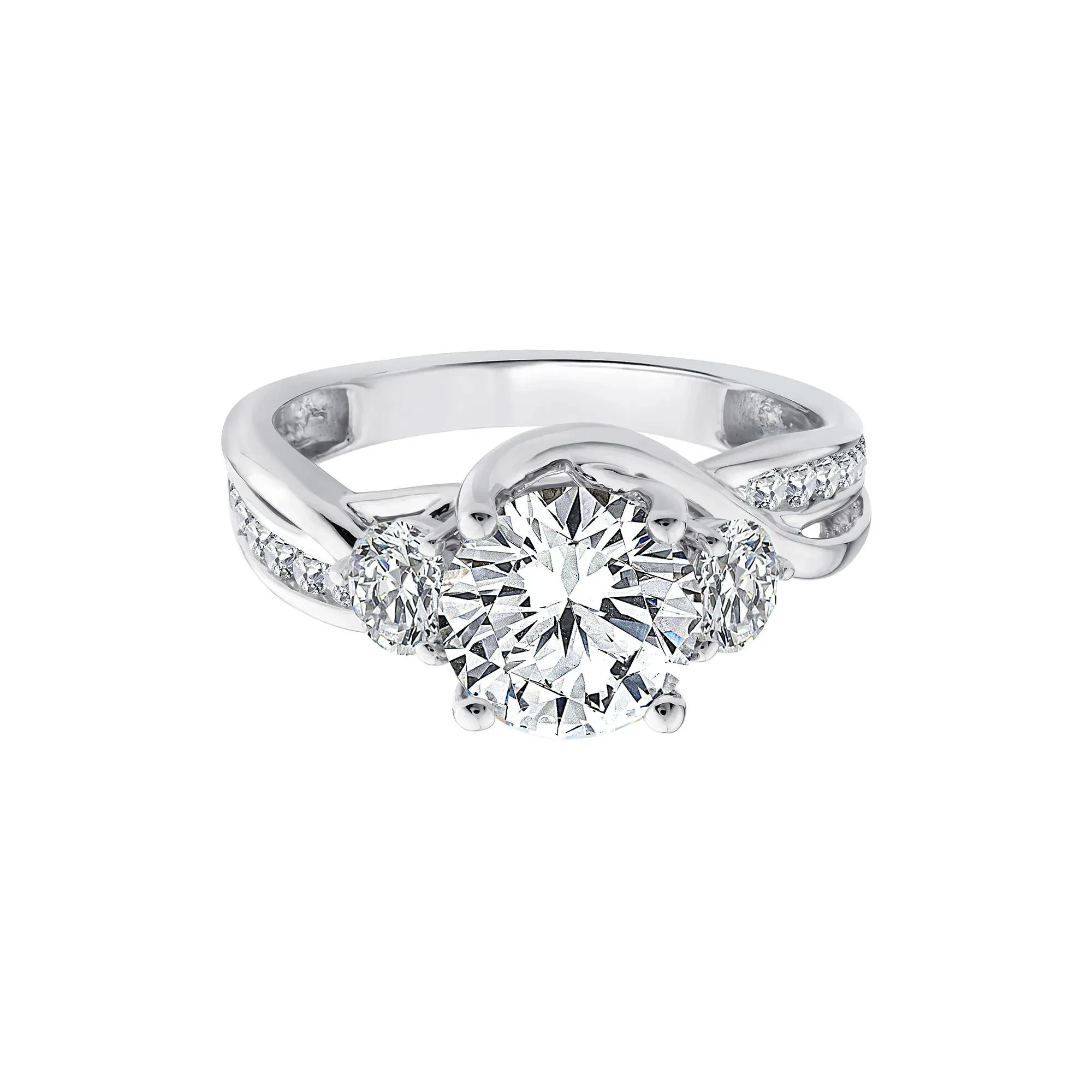 2 3/4 CT. Tw. Lab Grown Diamond Three-Stone Engagement Ring 10K White Gold Size 7 1.5mm