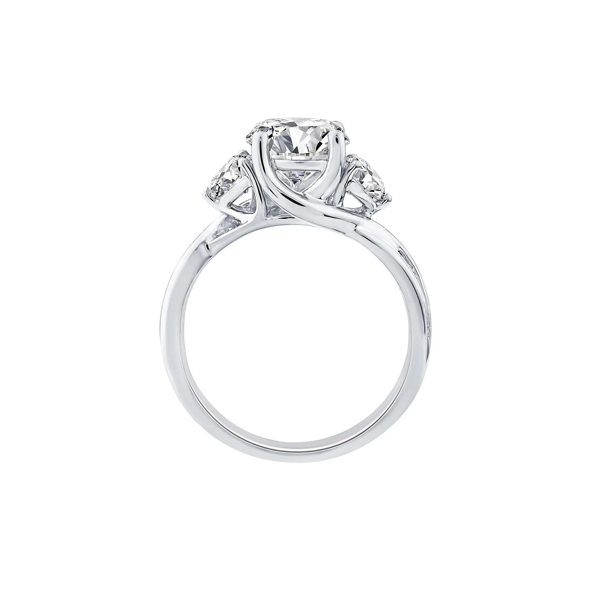 2 3/4 CT. Tw. Lab Grown Diamond Three-Stone Engagement Ring 10K White Gold Size 8 1.5mm - Image 2