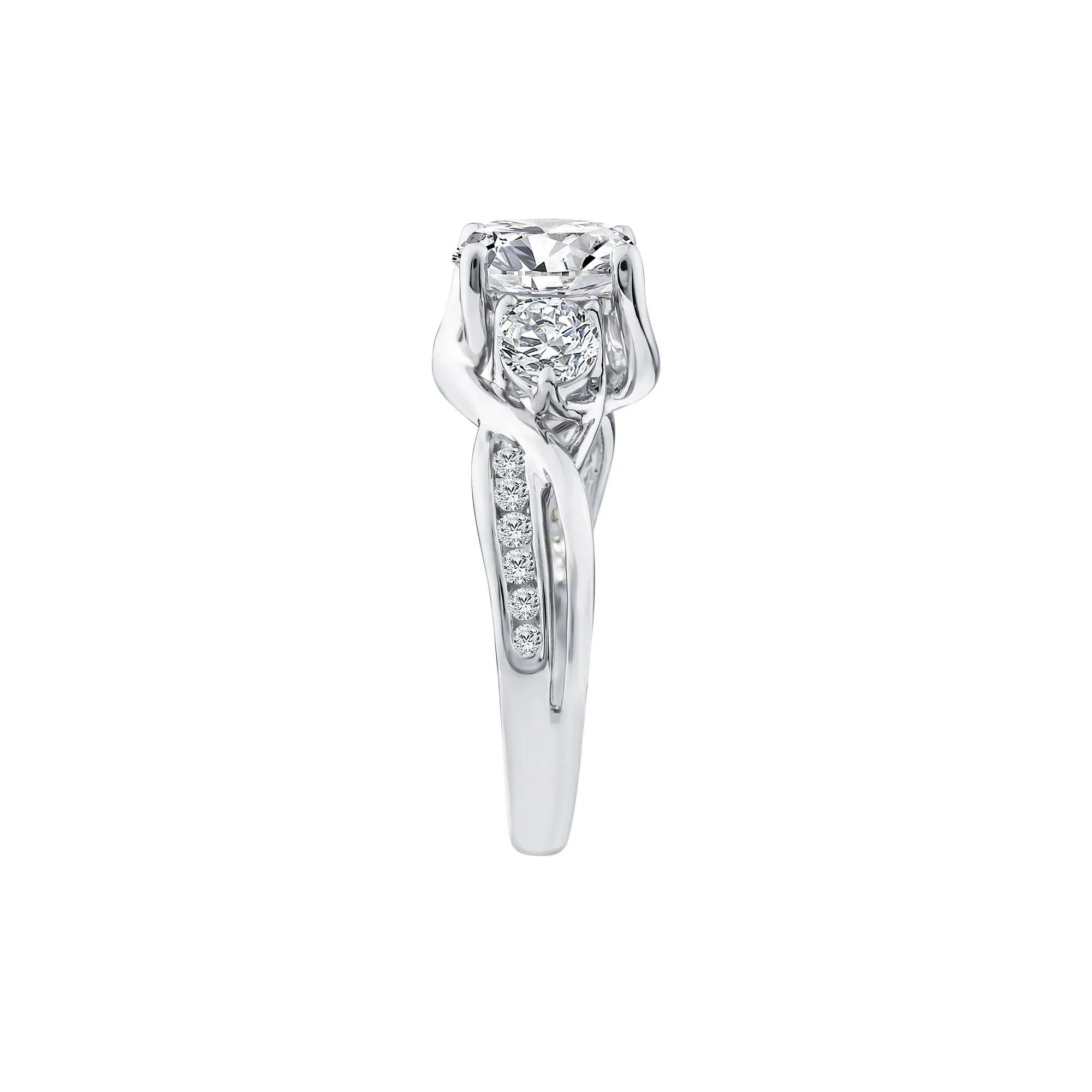 2 3/4 CT. Tw. Lab Grown Diamond Three-Stone Engagement Ring 10K White Gold Size 8 1.5mm - Image 3