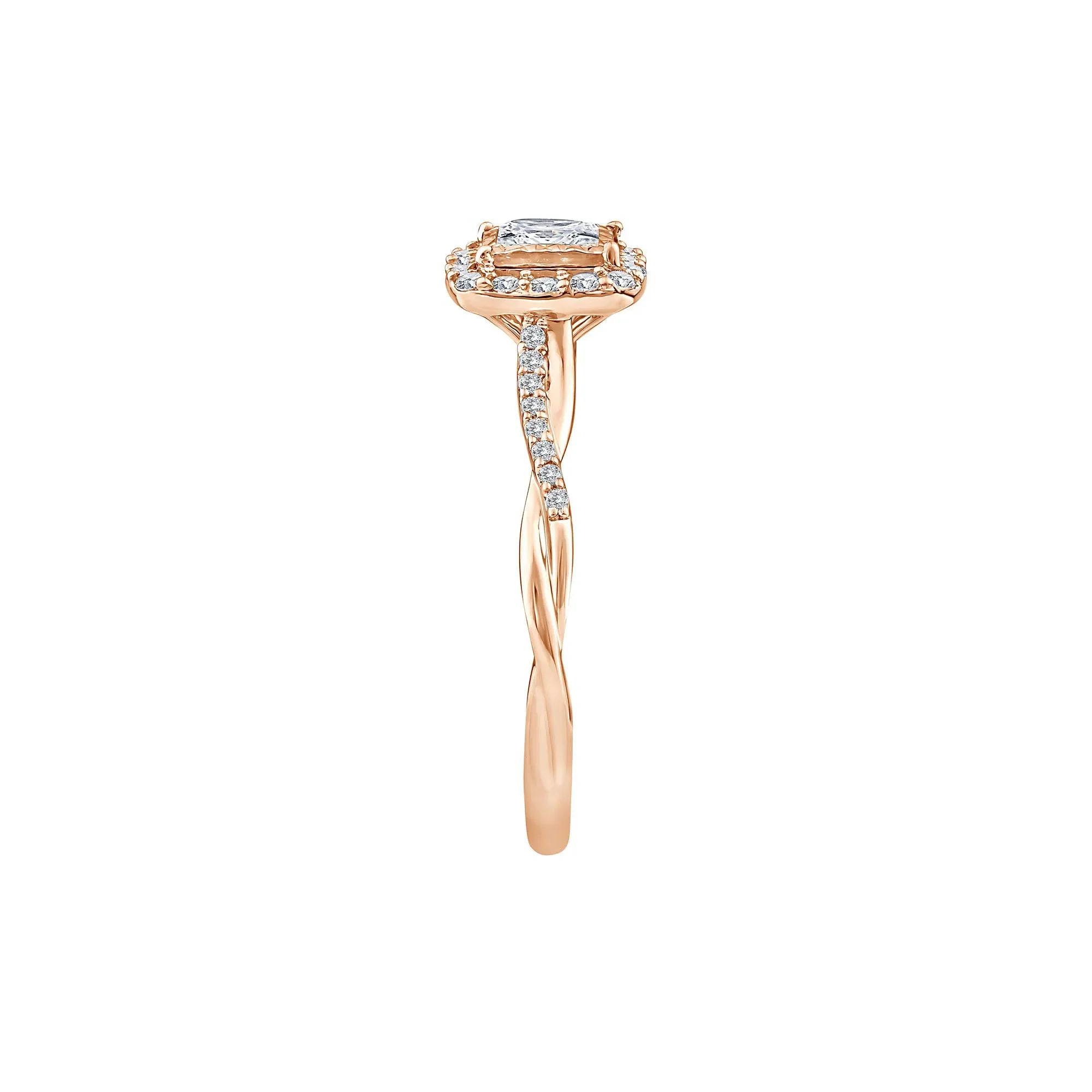 1/2 CT. Tw. Lab Grown Diamond Princess-Cut Halo Promise Ring 10K Rose Gold Size 6.5 1.5mm - Image 3