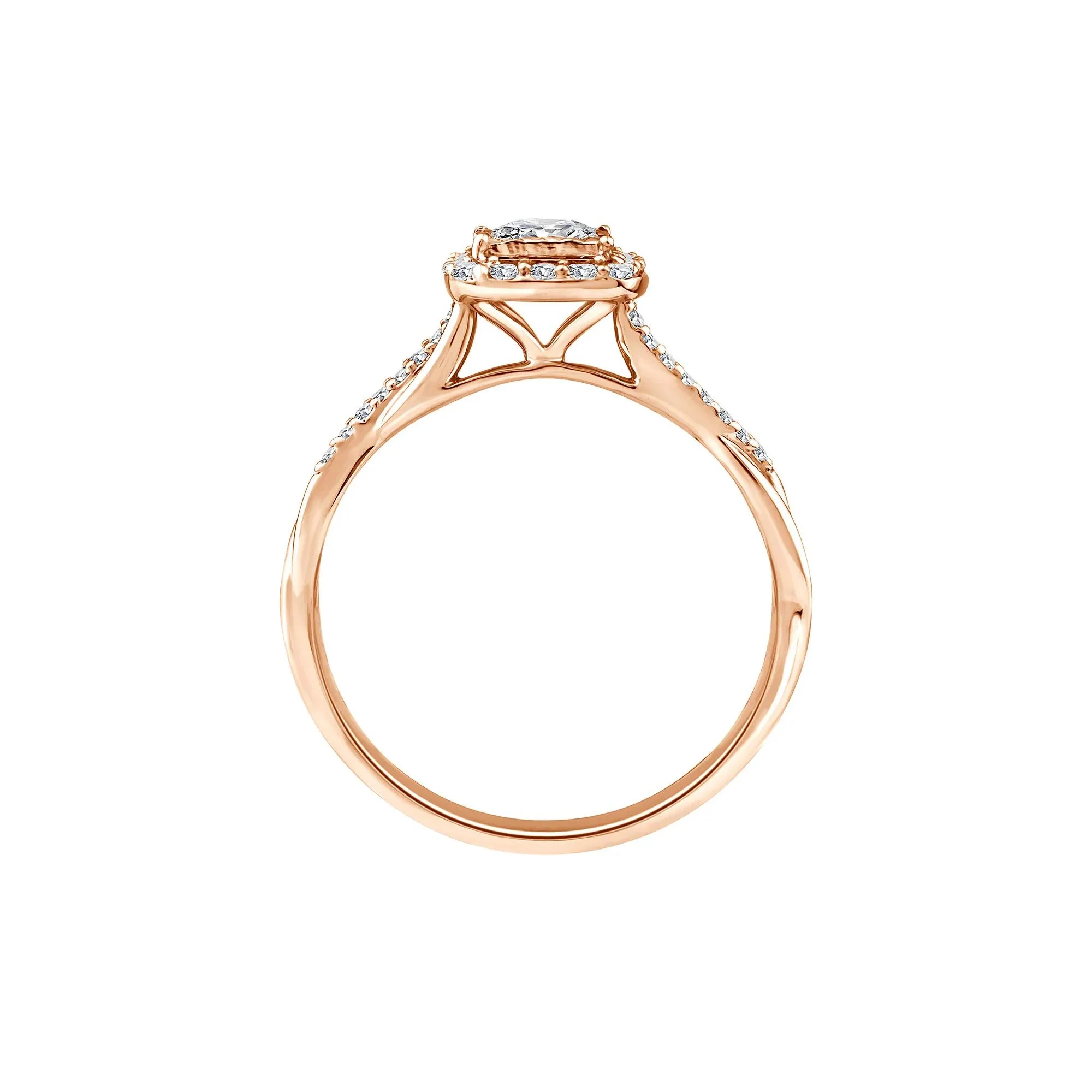 1/2 CT. Tw. Lab Grown Diamond Princess-Cut Halo Promise Ring 10K Rose Gold Size 9 1.5mm - Image 2