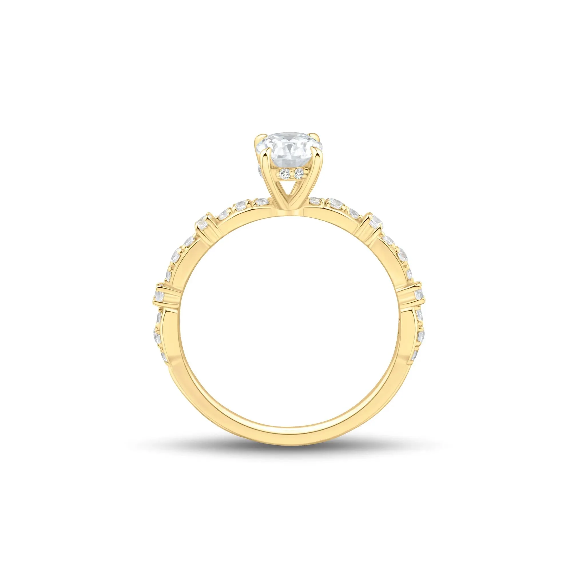 1 CT. Tw. Oval Diamond Engagement Ring 14K Yellow Gold Size 9 1.5mm - Image 3