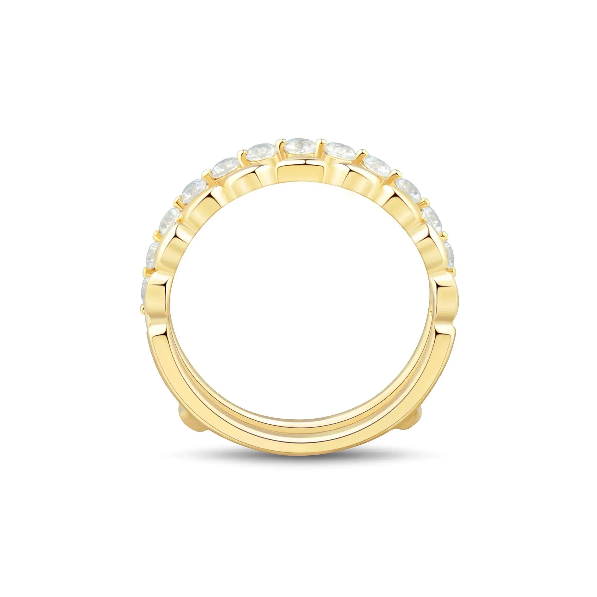 1/2 CT. Tw. Lab Grown Diamond Insert 14K Yellow Gold Ring Round Brilliant Cut Size 7.5 1mm - Image 3