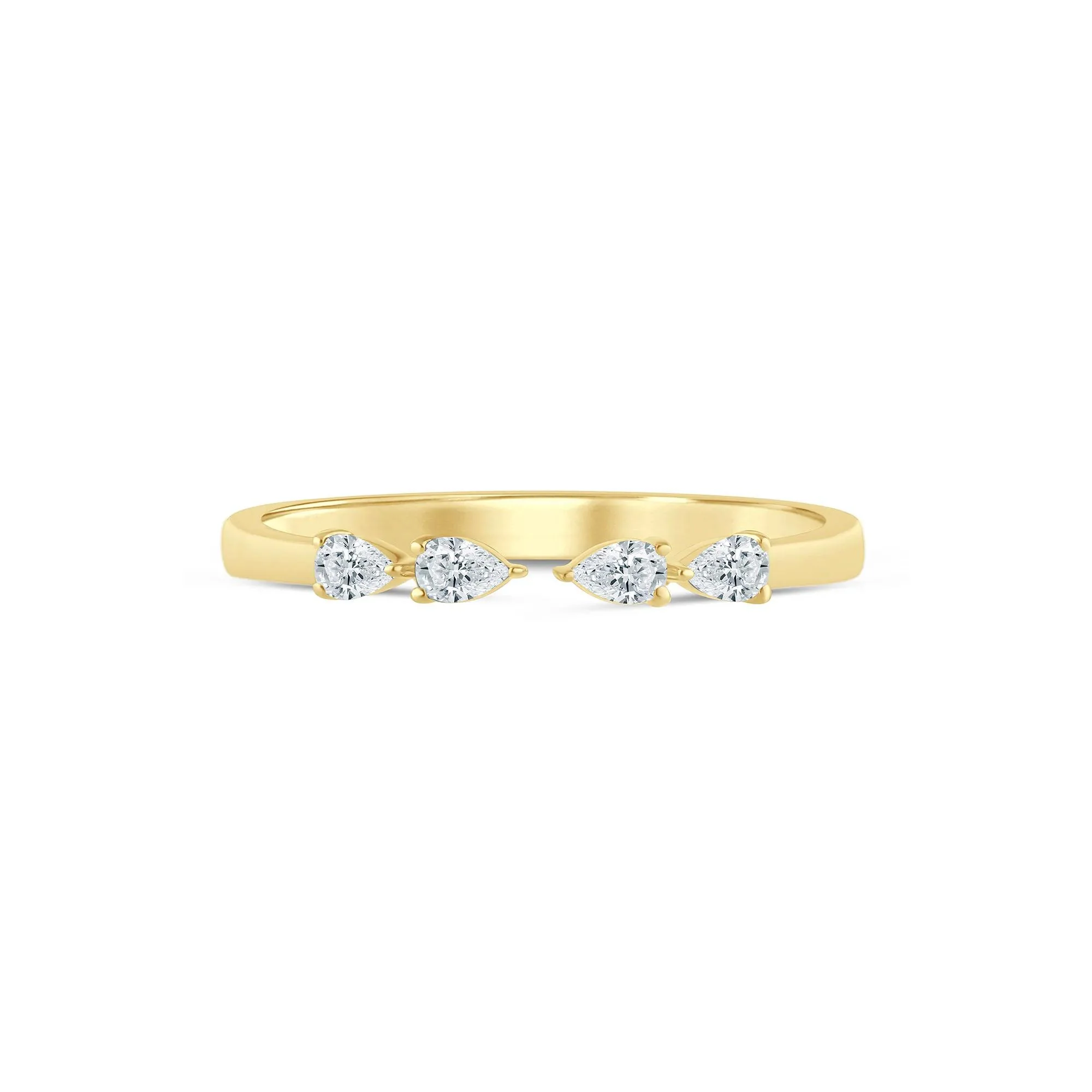 1/7 CT. Tw. Pear-Shaped Lab Grown Diamond Open Anniversary Band Ring 14K Yellow Gold Size 7 2mm