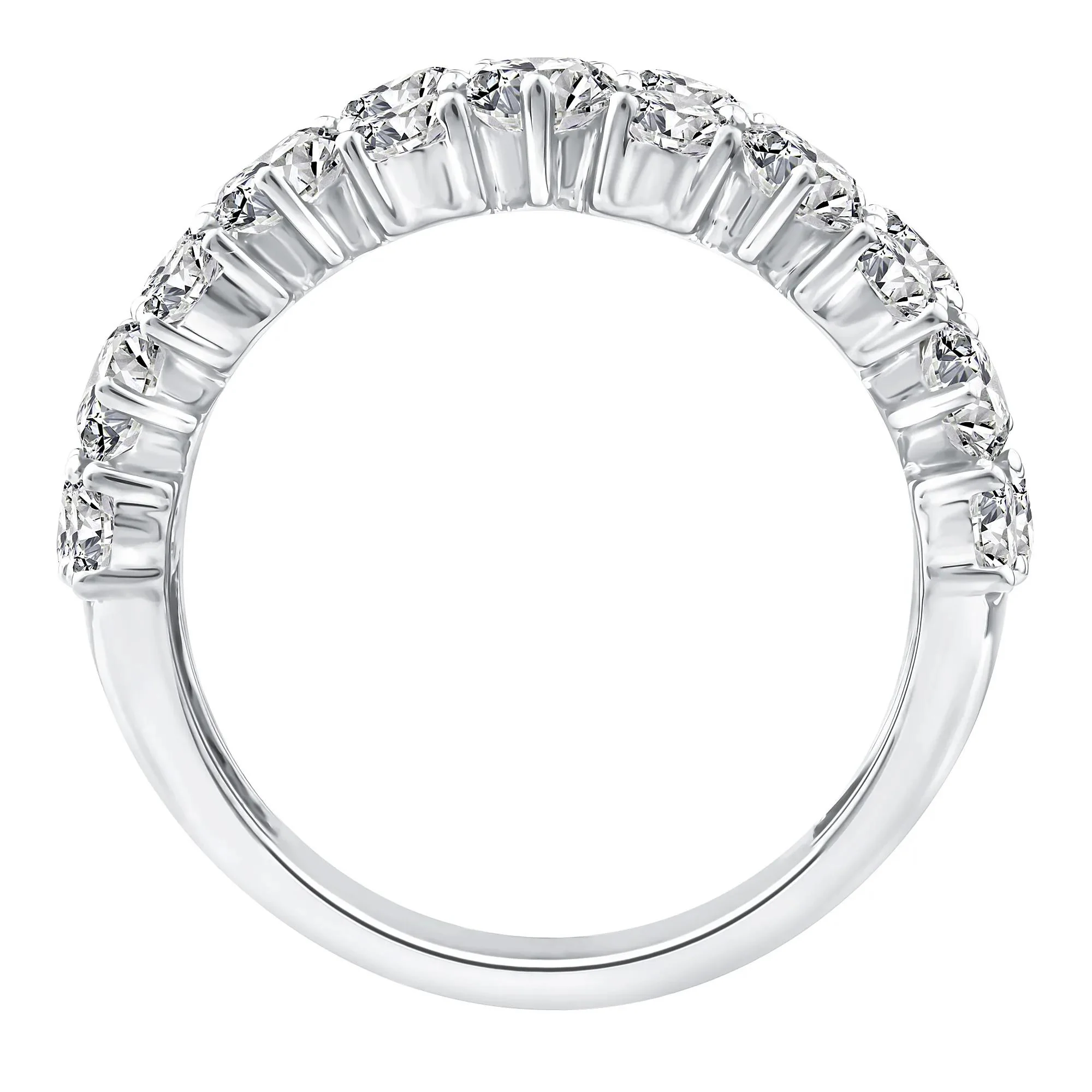 3 CT. Tw. Lab Grown Diamond Pear Wide Anniversary Band Ring 10K White Gold Size 6 2.5mm - Image 2