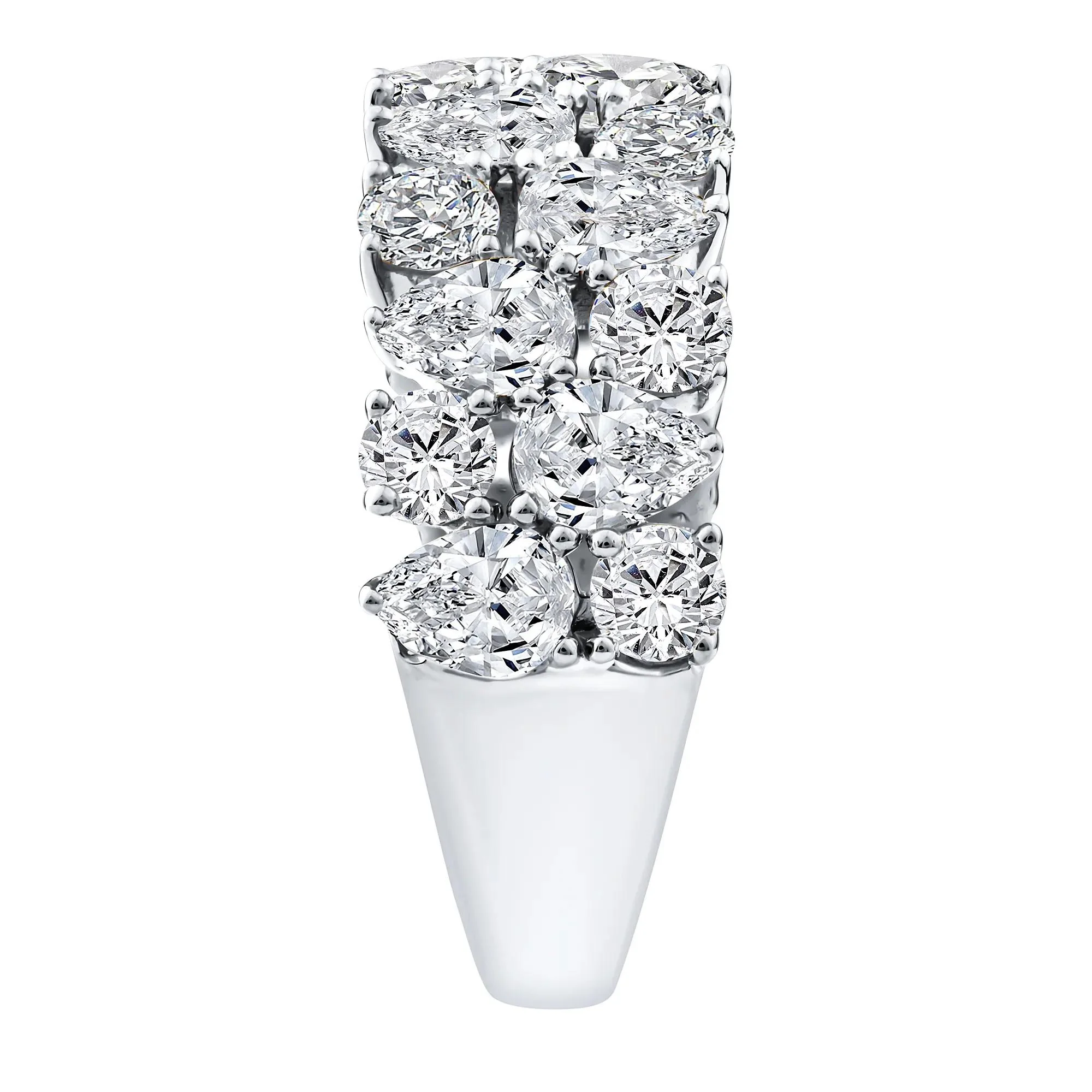 3 CT. Tw. Lab Grown Diamond Pear Wide Anniversary Band Ring 10K White Gold Size 8 2.5mm - Image 3