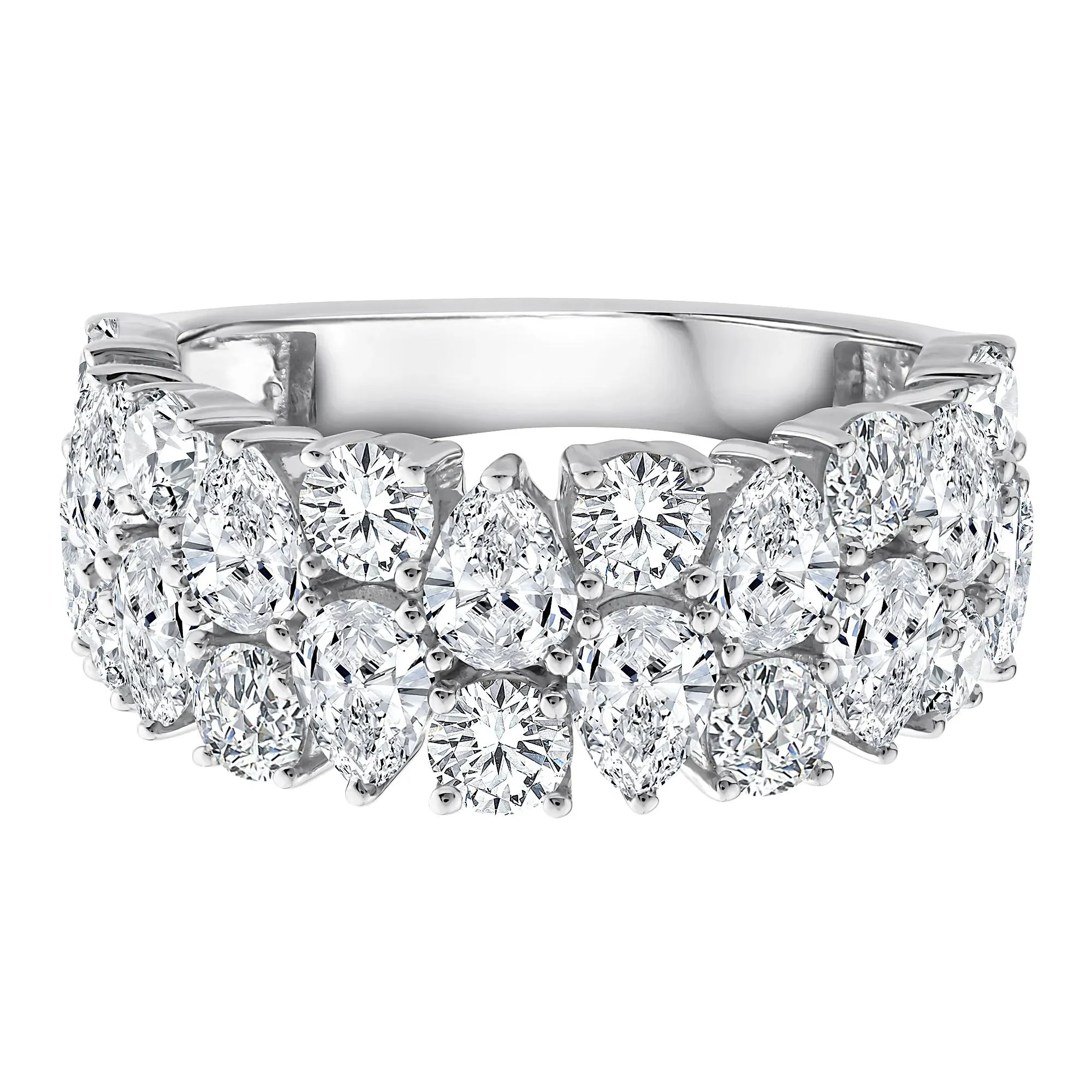 3 CT. Tw. Lab Grown Diamond Pear Wide Anniversary Band Ring 10K White Gold Size 9 2.5mm