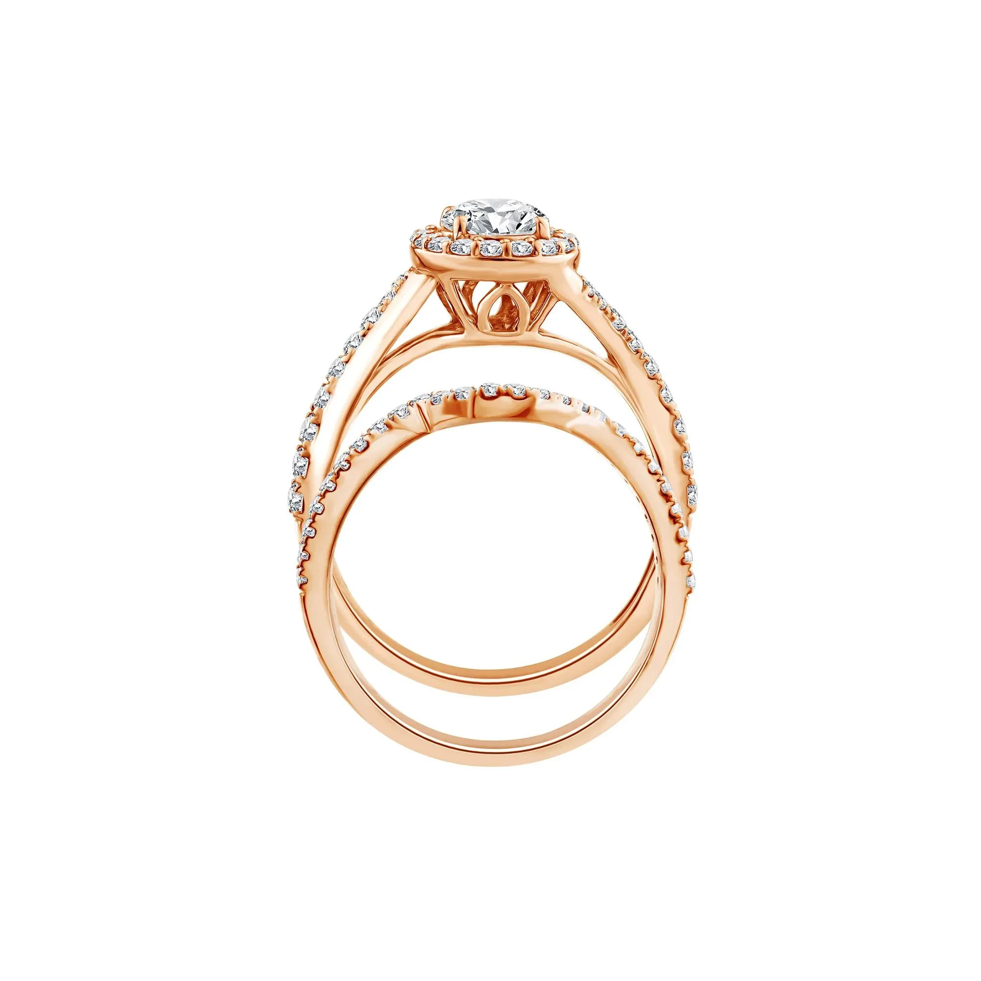 1/4 CT. Tw. Lab Grown Diamond Engagement Ring Set 10K Rose Gold Size 8 1mm - Image 2