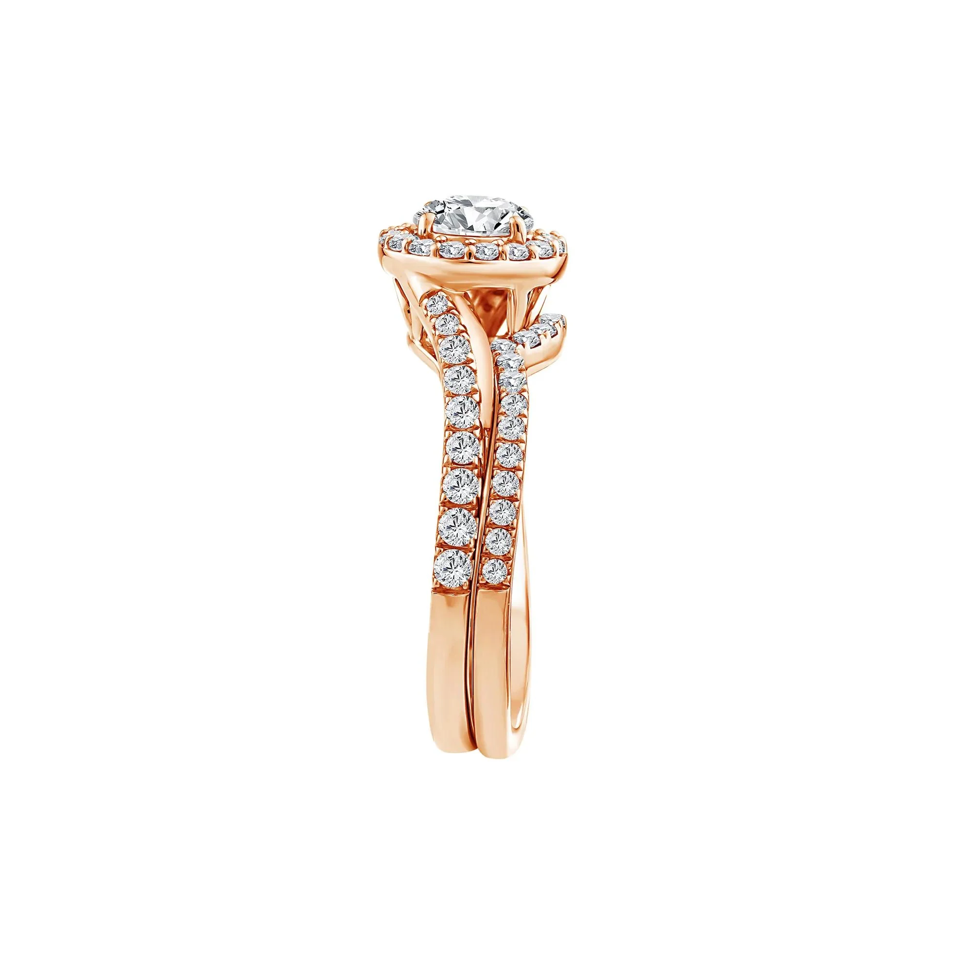 1/4 CT. Tw. Lab Grown Diamond Engagement Ring Set 10K Rose Gold Size 8.5 1mm - Image 3