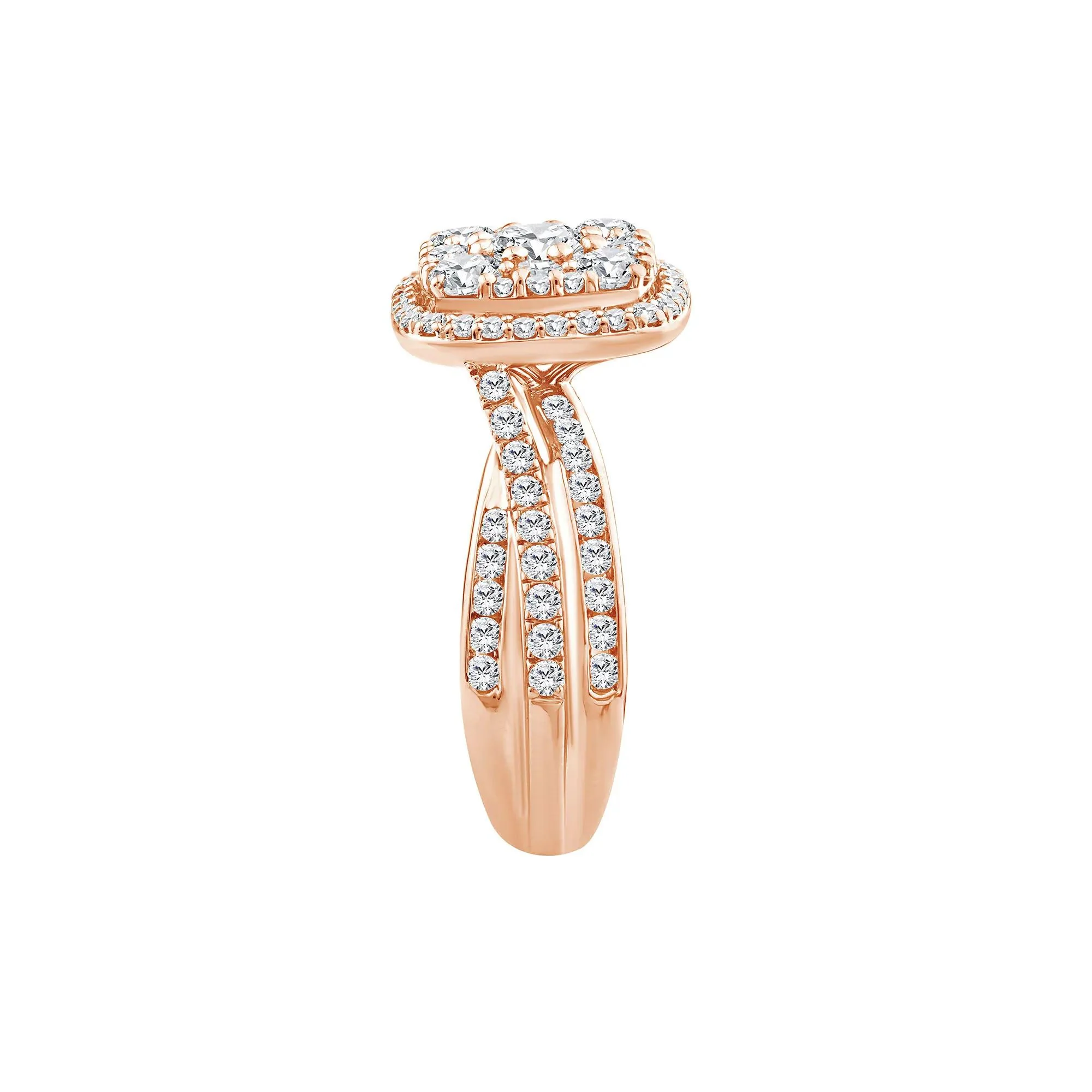 2 CT. Tw. Diamond Composite Engagement Ring 10K Rose Gold Size 7.5 3mm - Image 3