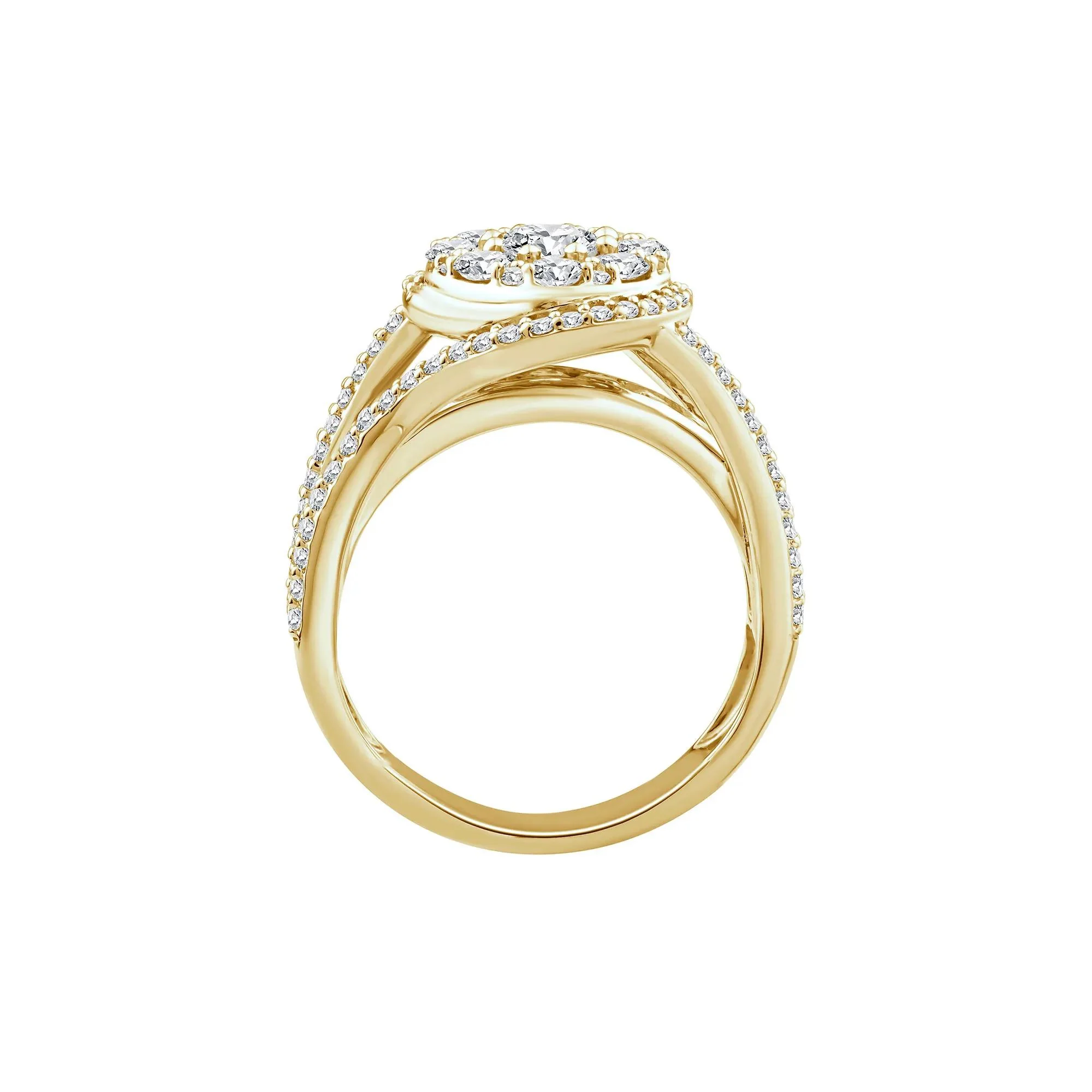 1 3/4 CT. Tw. Diamond Composite Engagement Ring 10K Yellow Gold Round Brilliant Cut Size 7 2.5mm - Image 2
