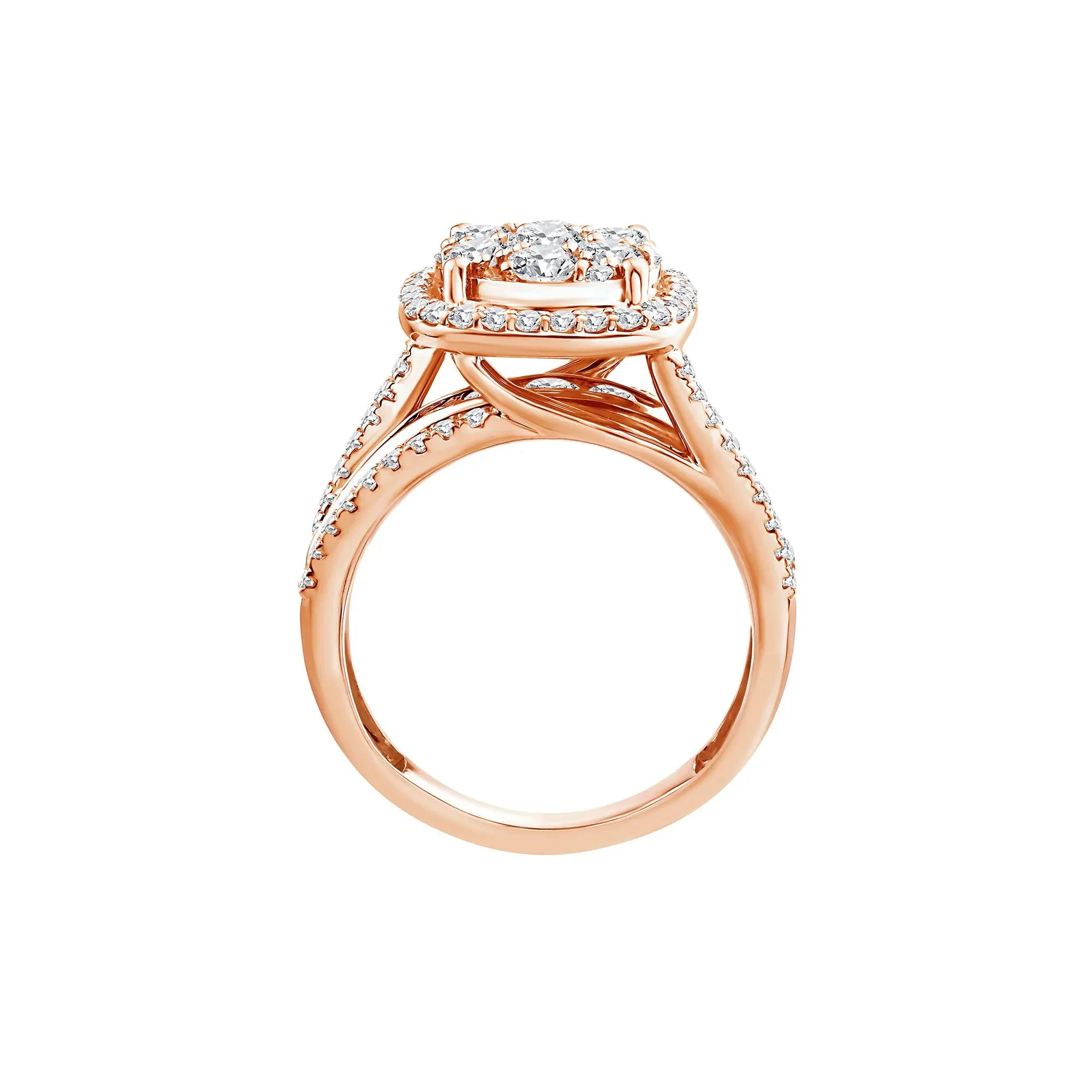 2 CT. Tw. Diamond Composite Engagement Ring 10K Rose Gold Round Brilliant Cut Size 8 2.5mm - Image 2