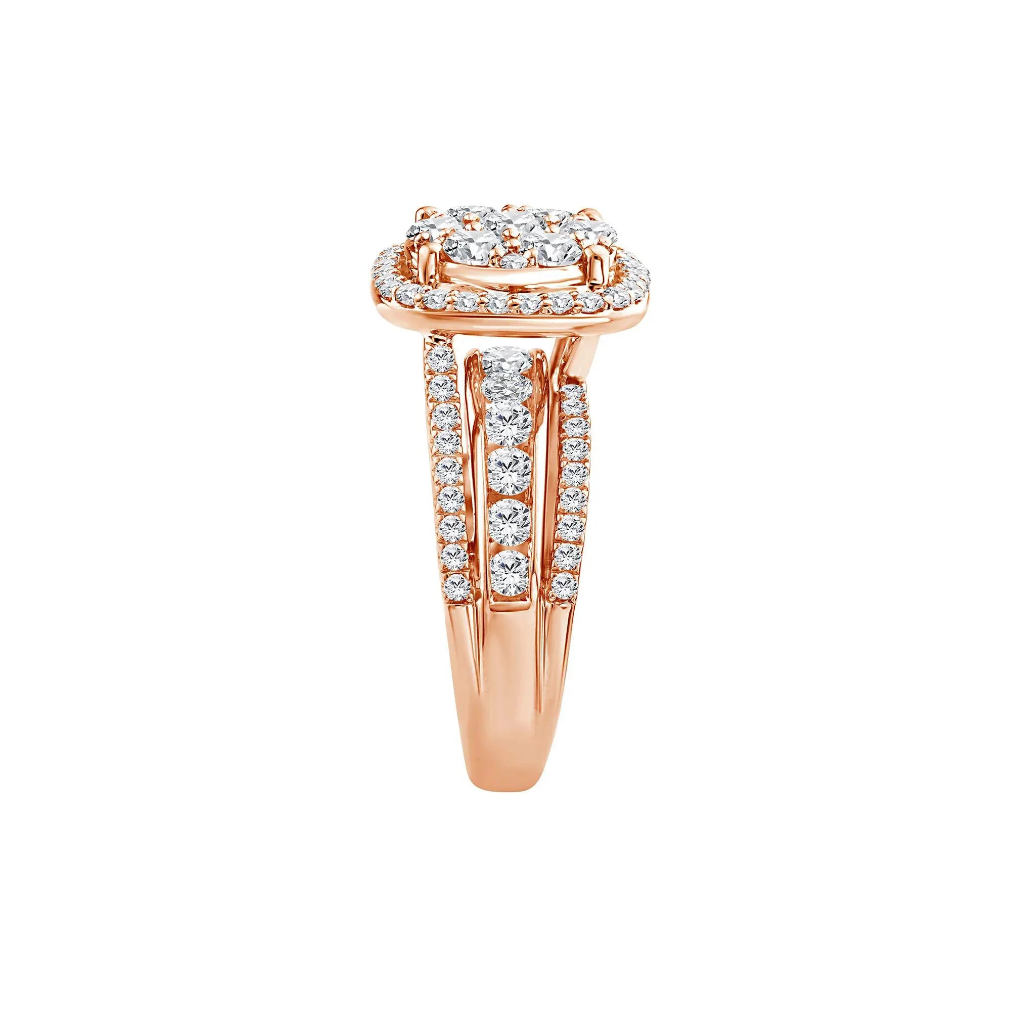 2 CT. Tw. Diamond Composite Engagement Ring 10K Rose Gold Round Brilliant Cut Size 9 2.5mm - Image 3