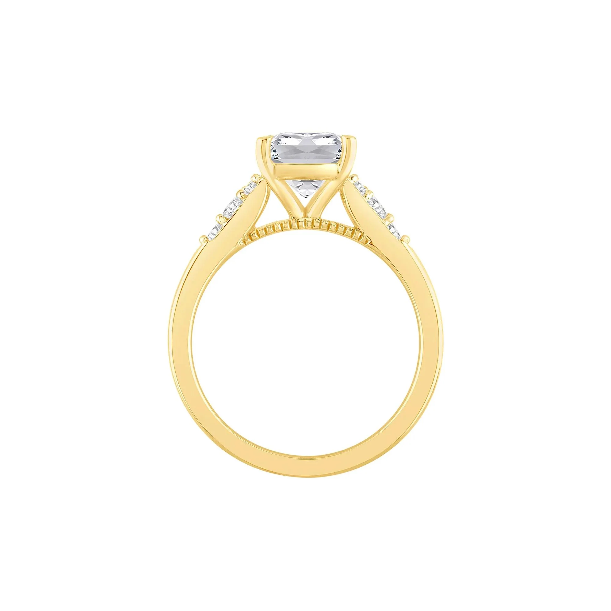 3 1/4 CT. Tw. Lab Grown Diamond Elongated Cushion Engagement Ring 14K Yellow Gold Size 6.5 10.5mm - Image 2