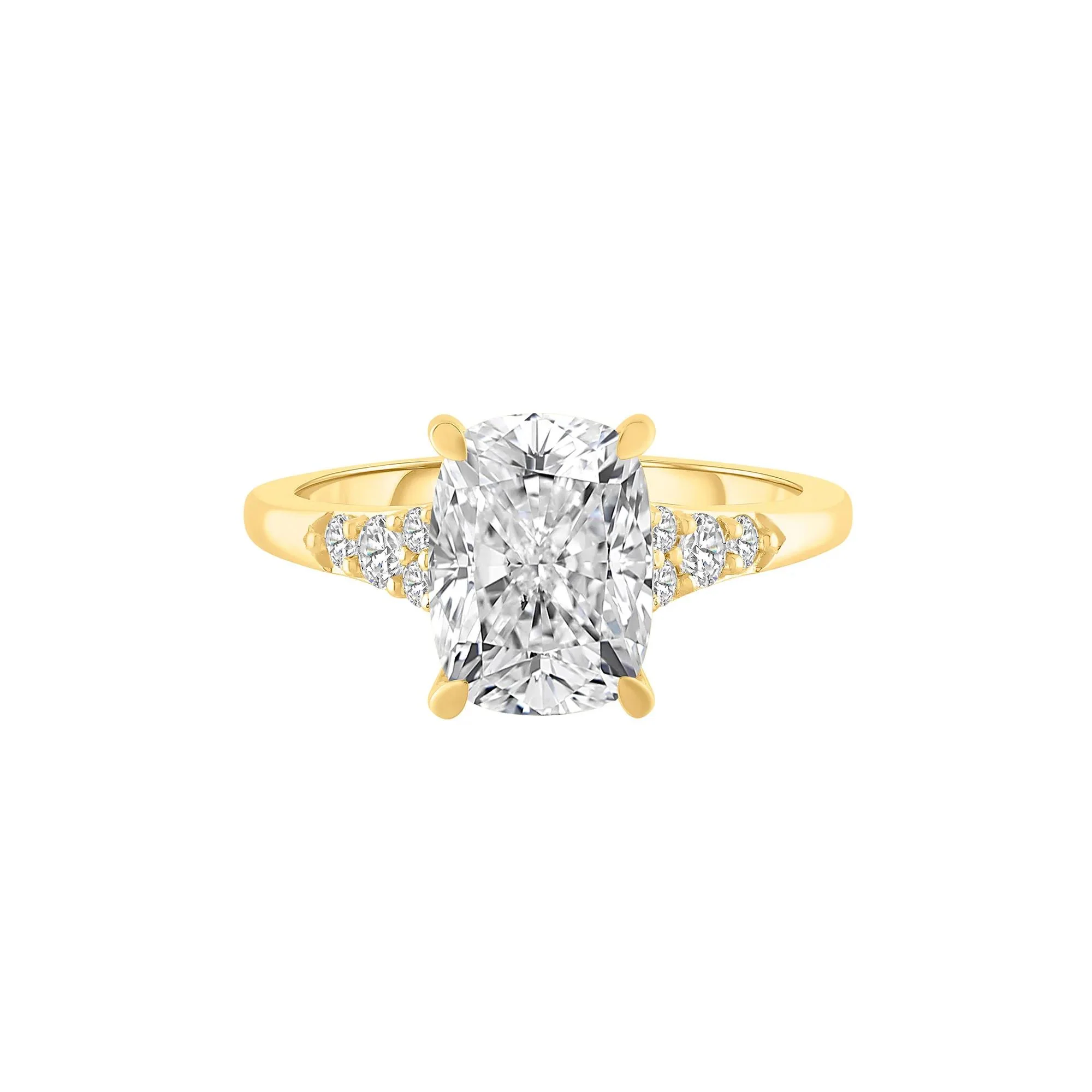 3 1/4 CT. Tw. Lab Grown Diamond Elongated Cushion Engagement Ring 14K Yellow Gold Size 8 10.5mm