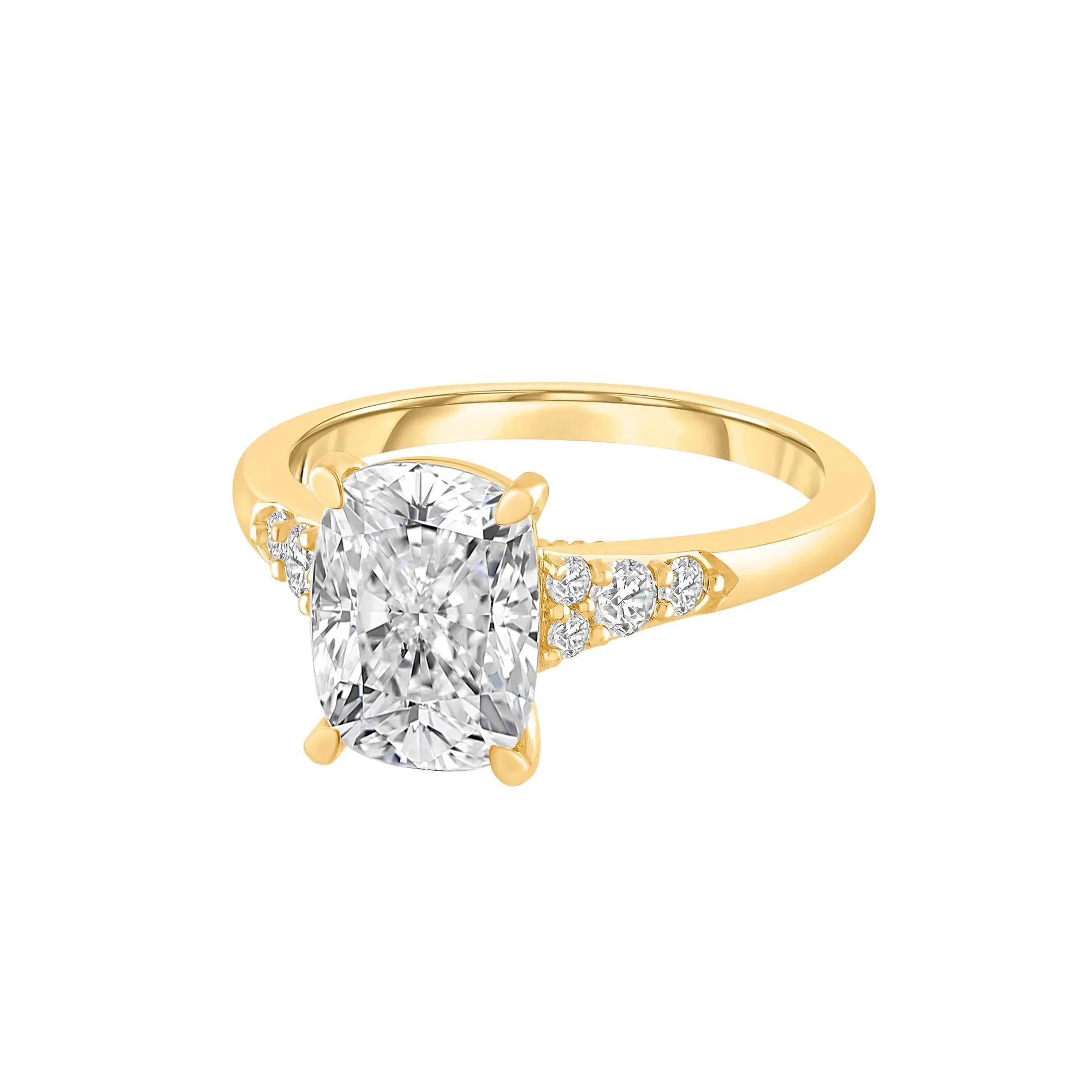 3 1/4 CT. Tw. Lab Grown Diamond Elongated Cushion Engagement Ring 14K Yellow Gold Size 8 10.5mm - Image 4