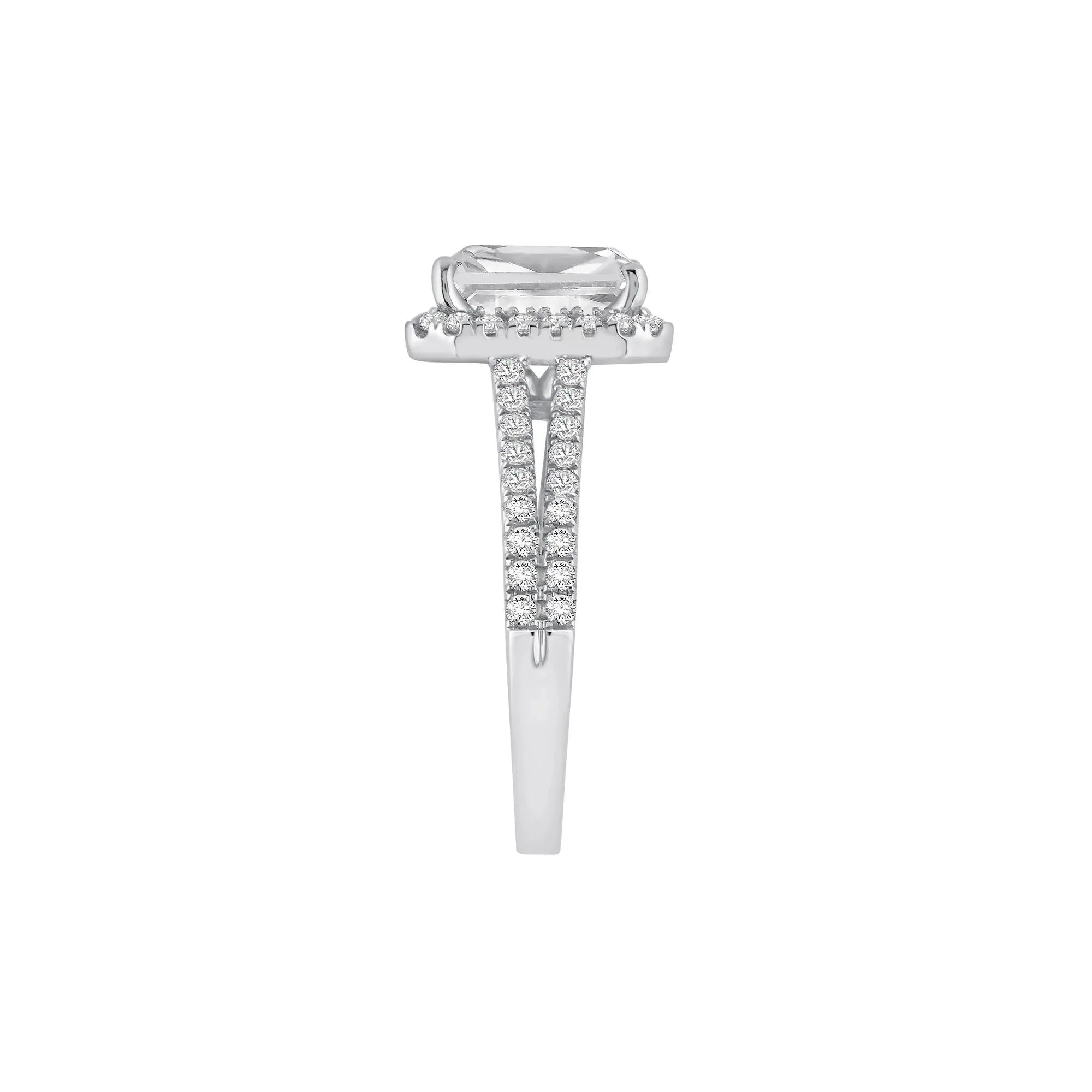3 CT. Tw. Lab Grown Diamond Radiant-Cut Halo Engagement Ring 14K White Gold Size 8.5 11.5mm - Image 3