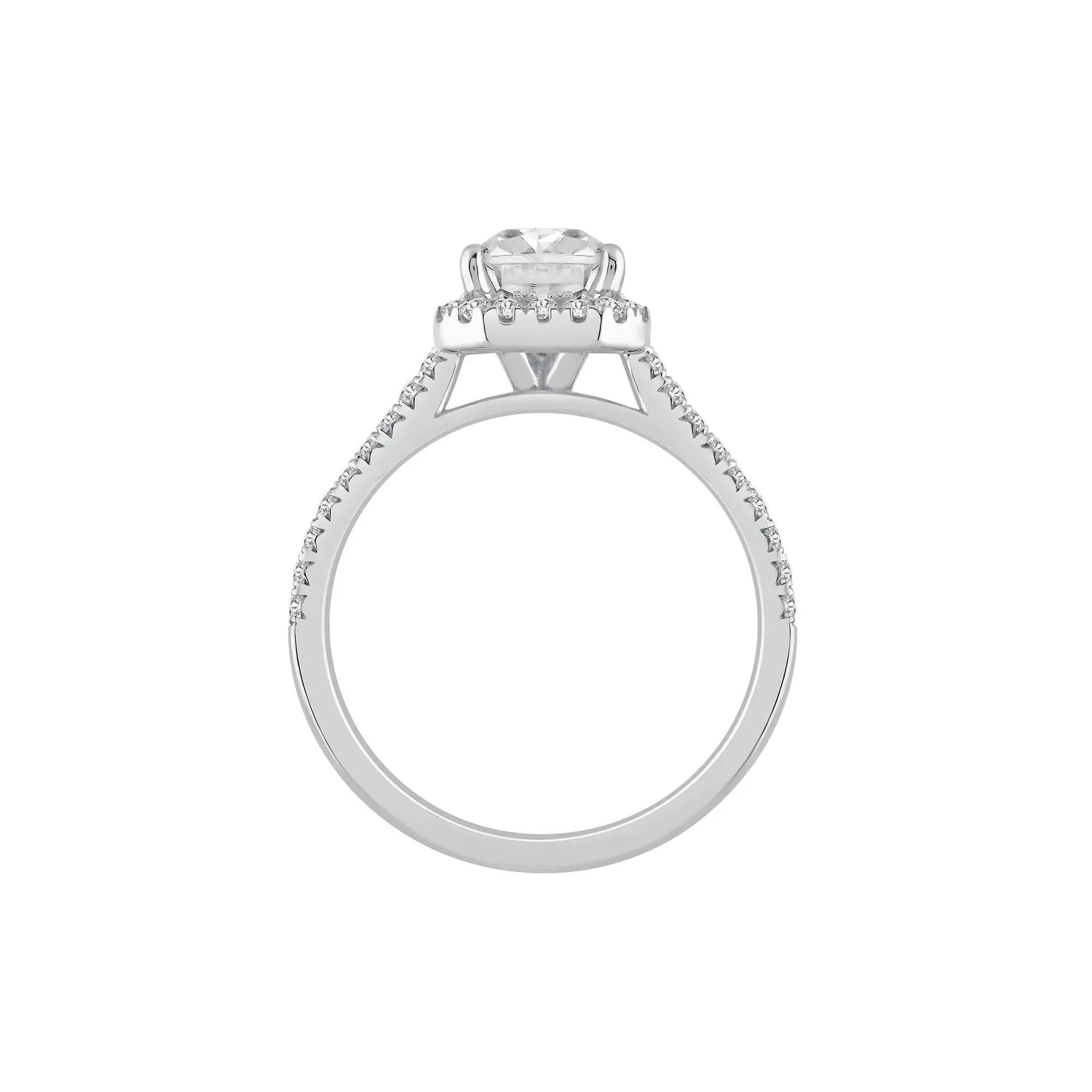 3 CT. Tw. Lab Grown Diamond Radiant-Cut Halo Engagement Ring 14K White Gold Size 9 11.5mm - Image 2