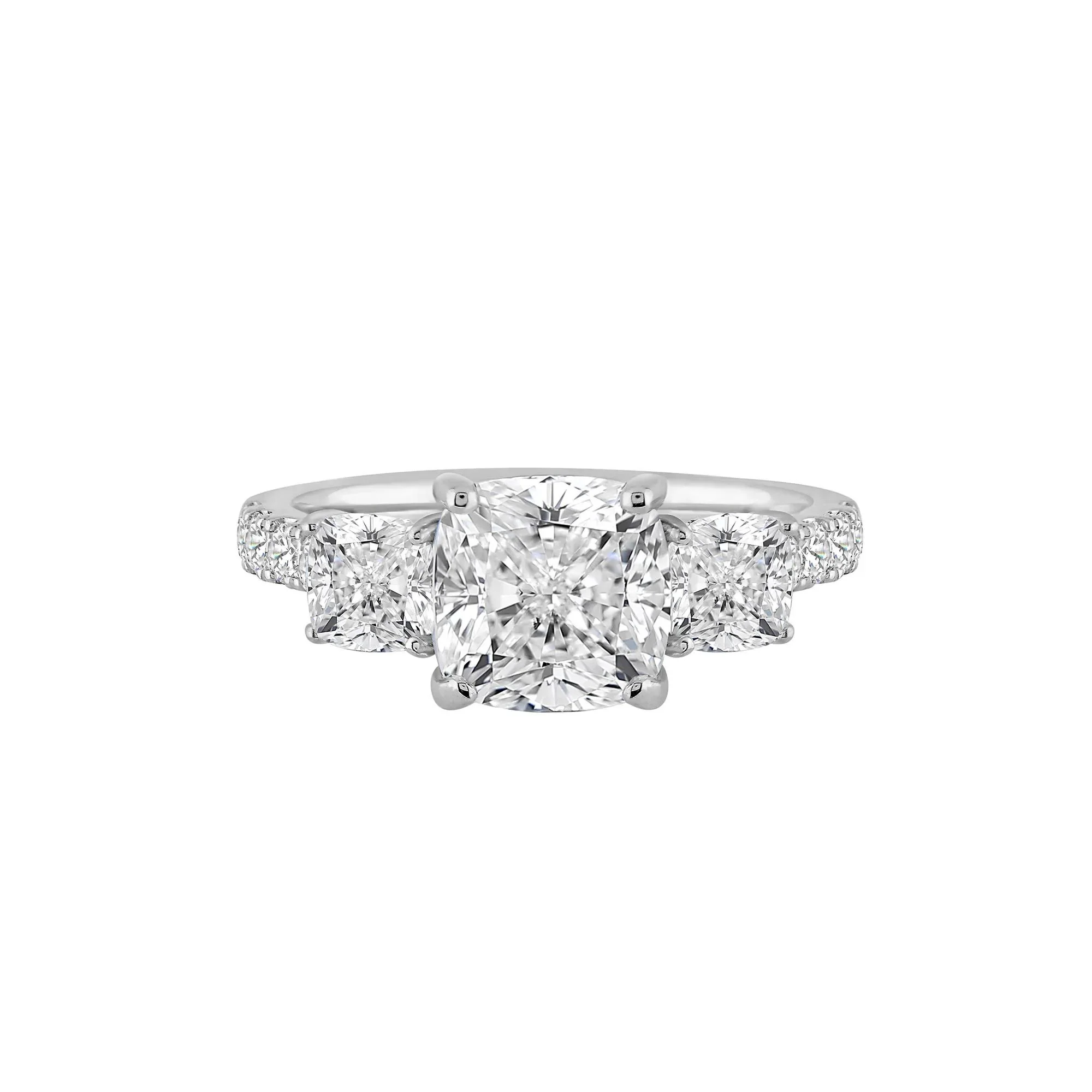 4 CT. Tw. Lab Grown Diamond Cushion-Cut Engagement Ring 14K White Gold Size 6.5 8.5mm