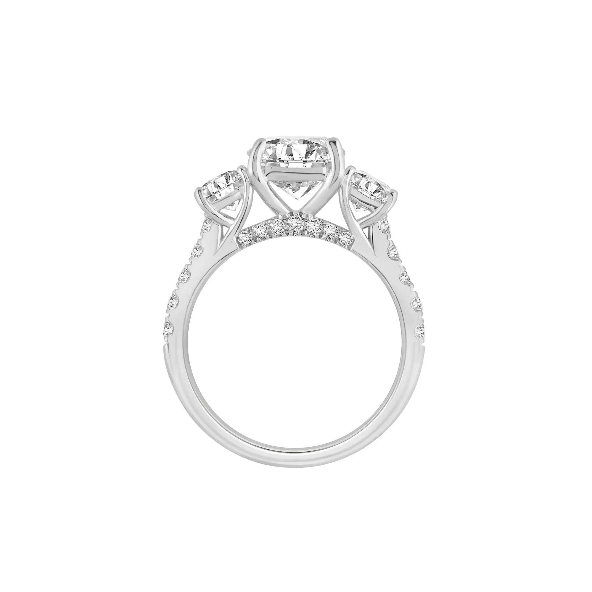 4 CT. Tw. Lab Grown Diamond Cushion-Cut Engagement Ring 14K White Gold Size 6.5 8.5mm - Image 2