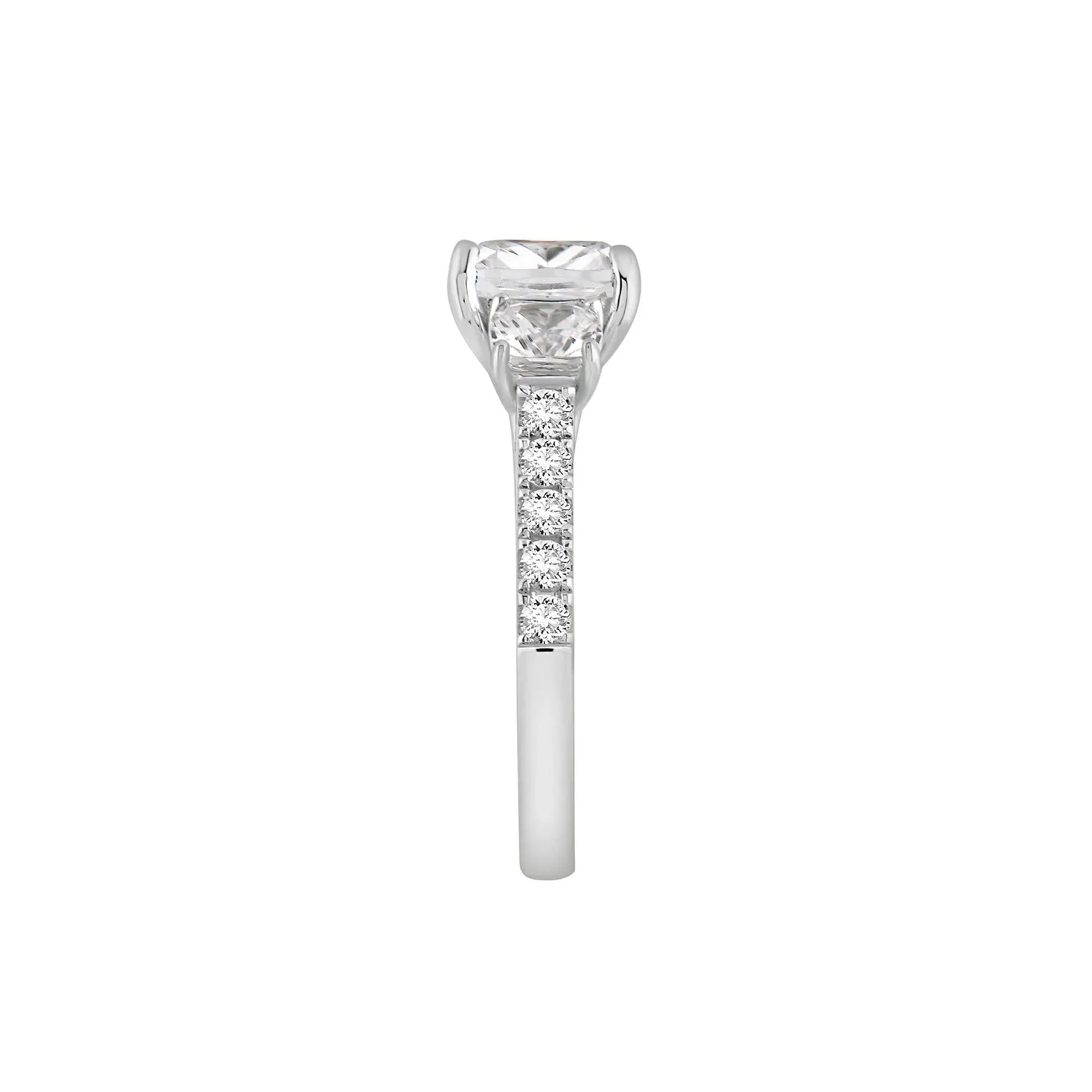 4 CT. Tw. Lab Grown Diamond Cushion-Cut Engagement Ring 14K White Gold Size 7.5 8.5mm - Image 3