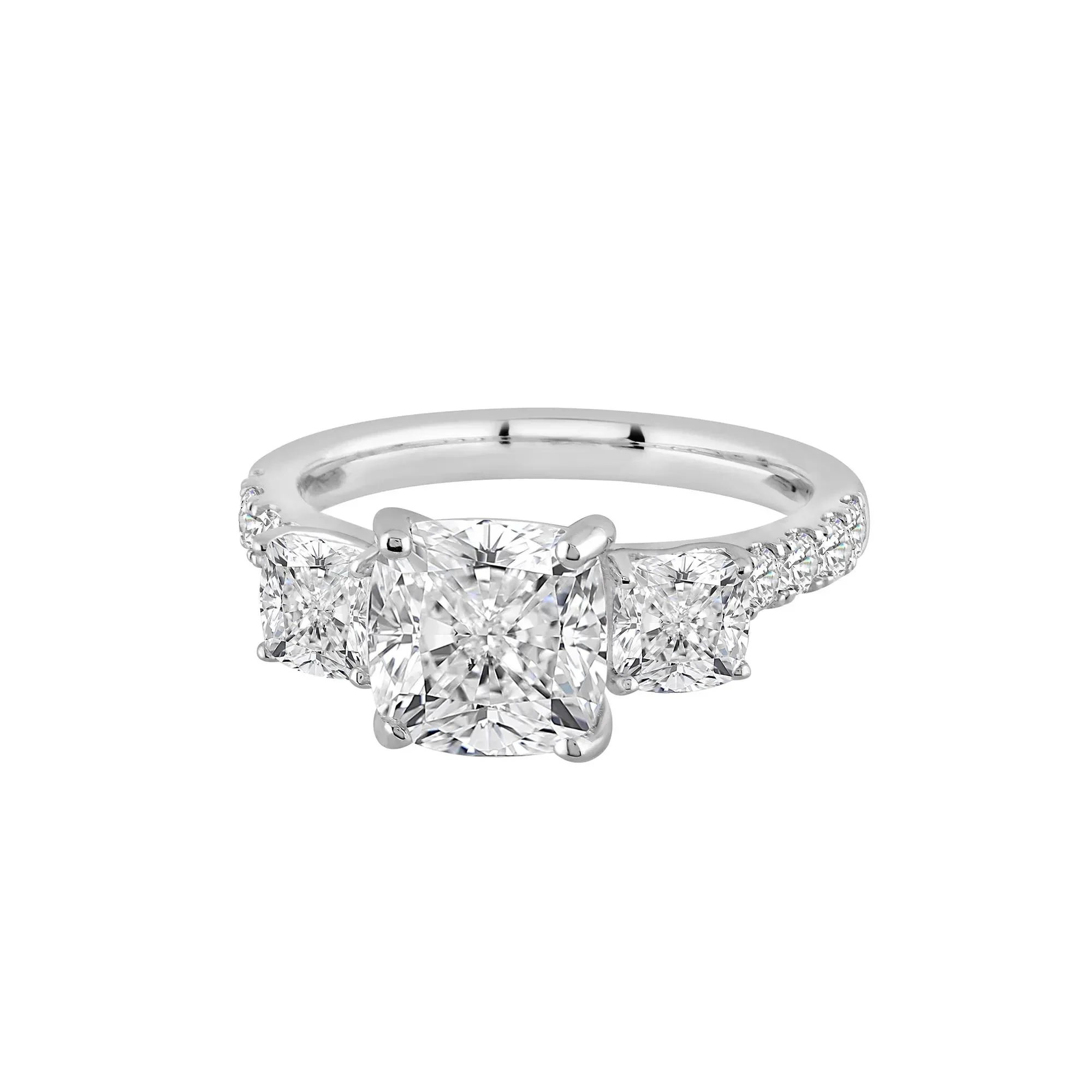 4 CT. Tw. Lab Grown Diamond Cushion-Cut Engagement Ring 14K White Gold Size 8.5 8.5mm - Image 4