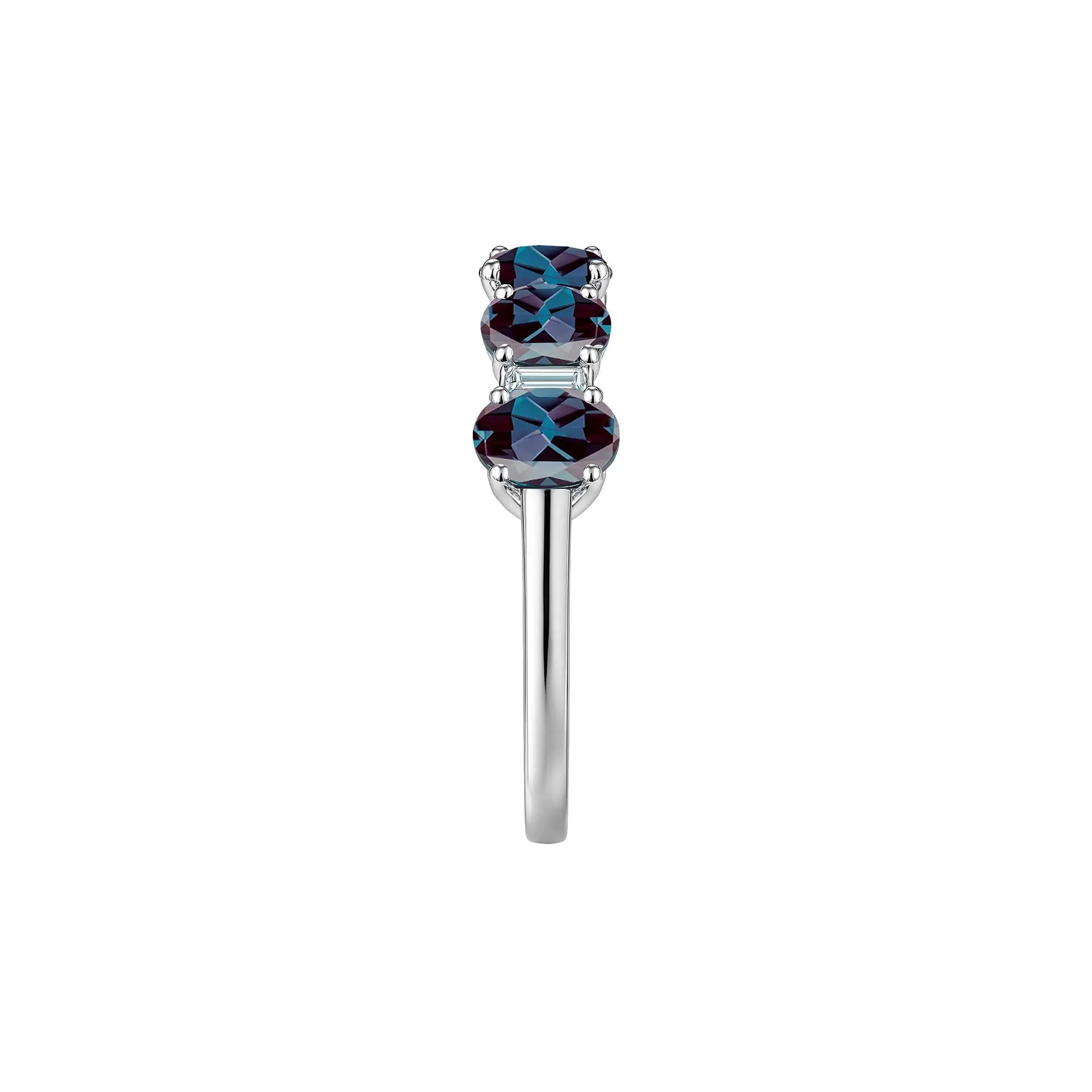 1/8 CT. Tw. Lab-Created Alexandrite and Diamond Ring 10K White Gold Size 7 1mm - Image 2
