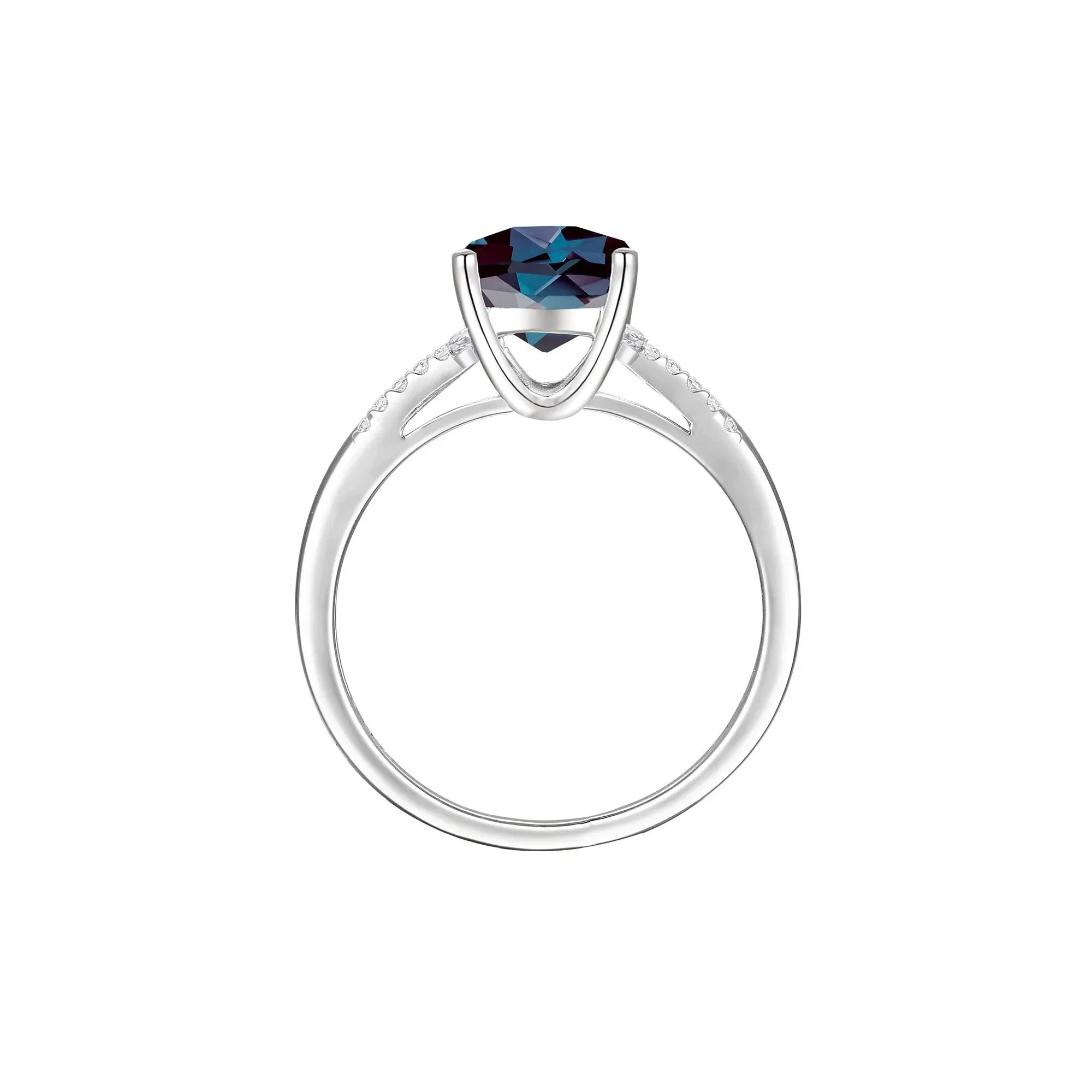 1/7 CT. Tw. Lab-Created Alexandrite and Diamond Ring 10K White Gold Size 9 1mm - Image 3