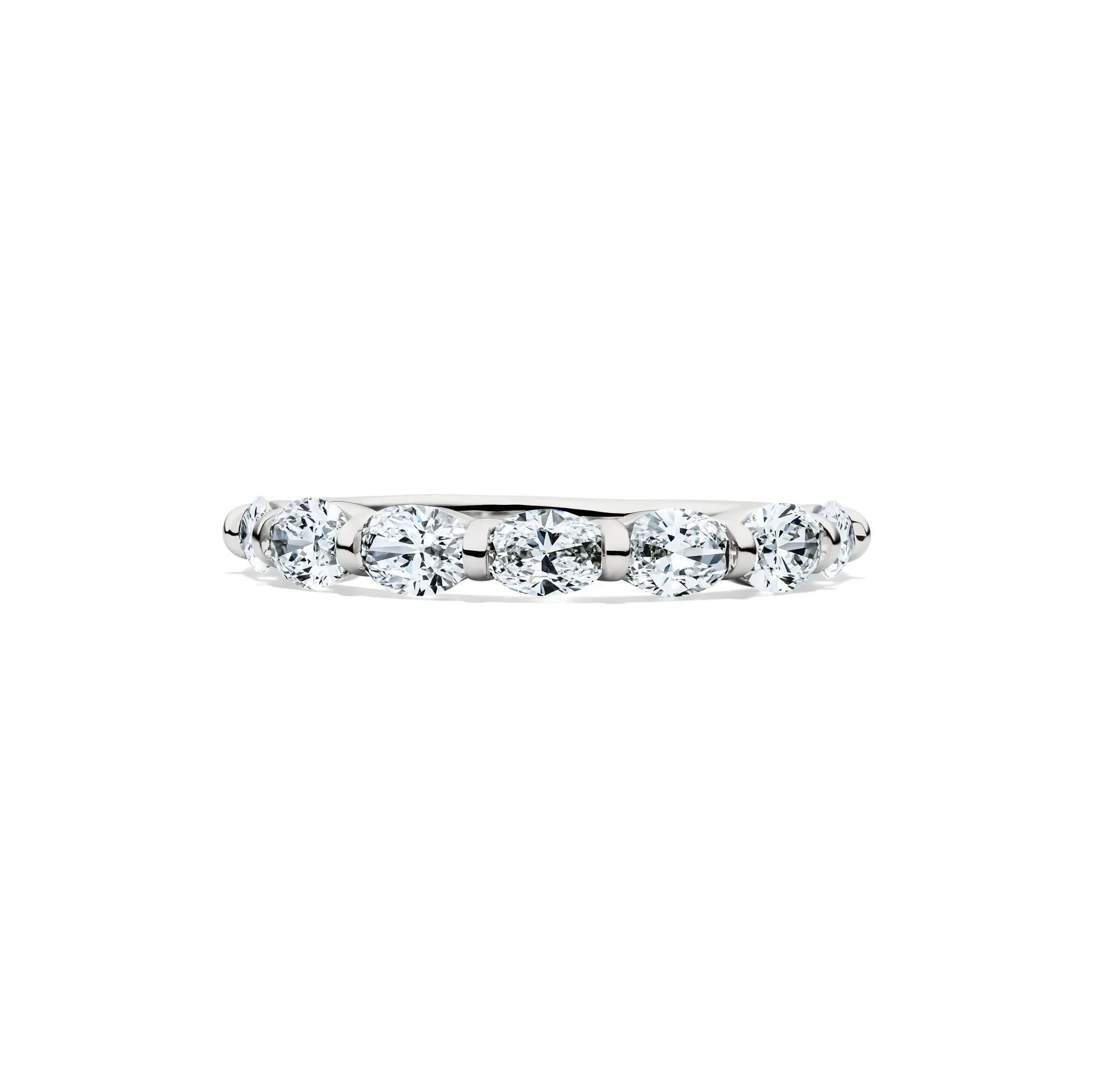 1 CT. Tw. Lab Grown Diamond Seven-Stone Wedding Band Ring 14K White Gold Size 5.5 2mm