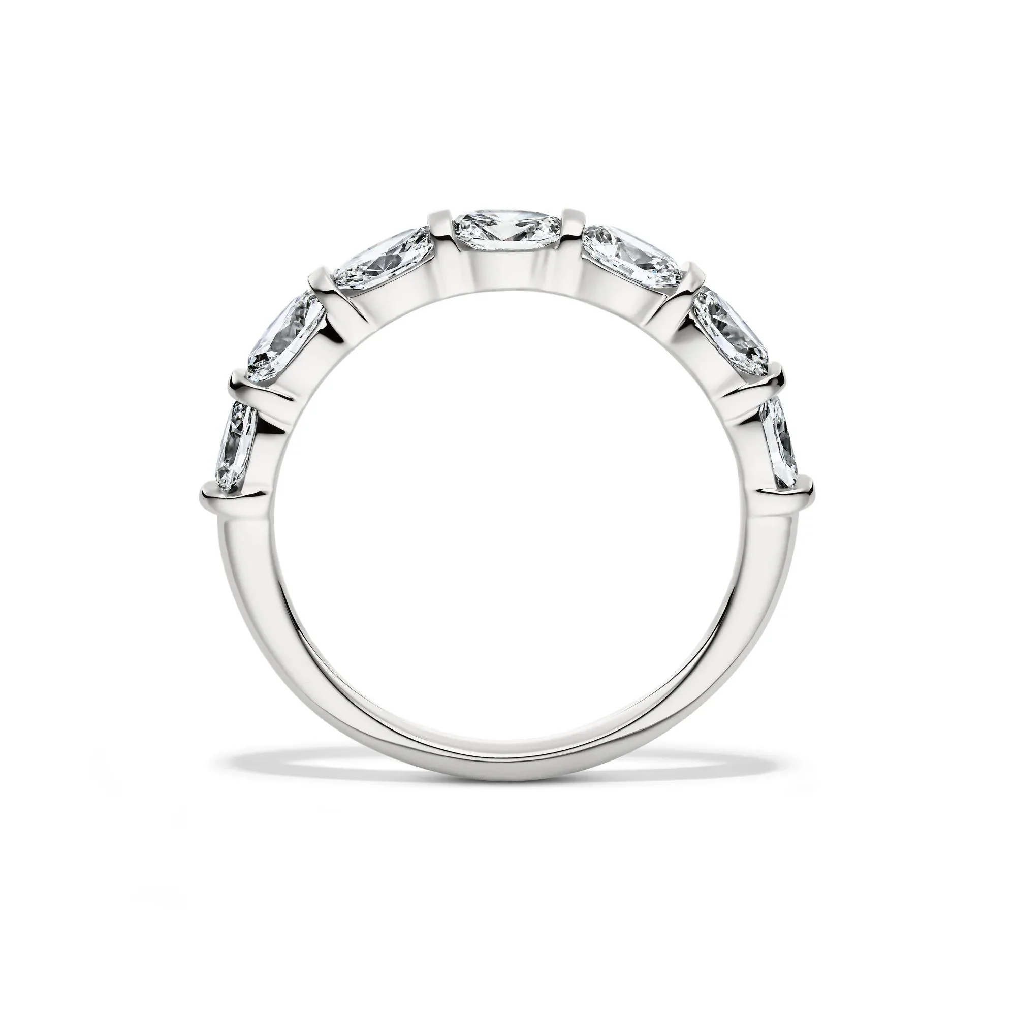 1 CT. Tw. Lab Grown Diamond Seven-Stone Wedding Band Ring 14K White Gold Size 5.5 2mm - Image 2