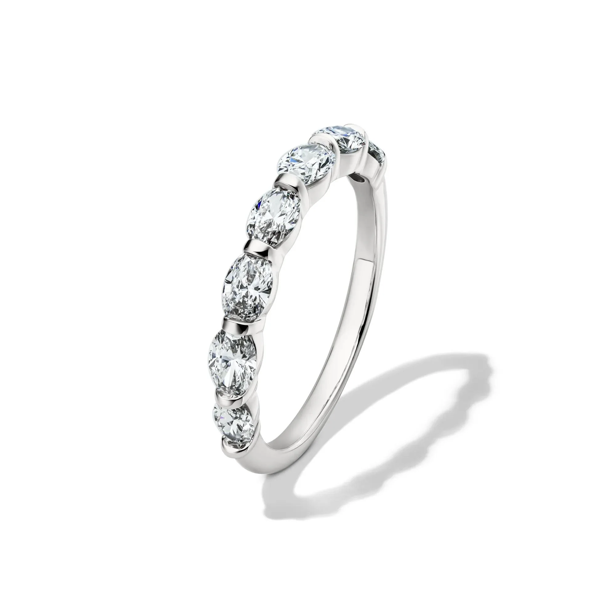 1 CT. Tw. Lab Grown Diamond Seven-Stone Wedding Band Ring 14K White Gold Size 7 2mm - Image 4