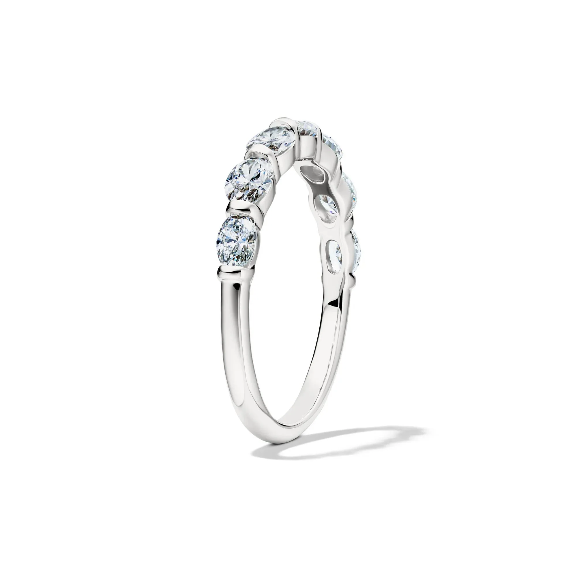 1 CT. Tw. Lab Grown Diamond Seven-Stone Wedding Band Ring 14K White Gold Size 7.5 2mm - Image 3