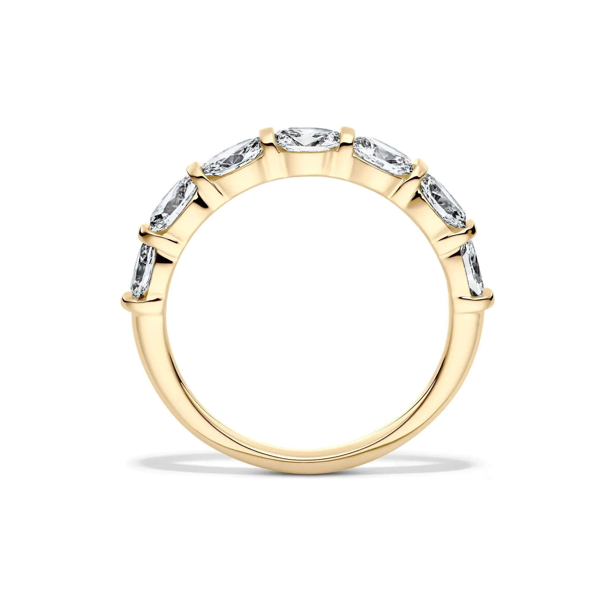 1 CT. Tw. Lab Grown Diamond Seven-Stone Wedding Band Ring 14K Yellow Gold Size 6.5 2mm - Image 2