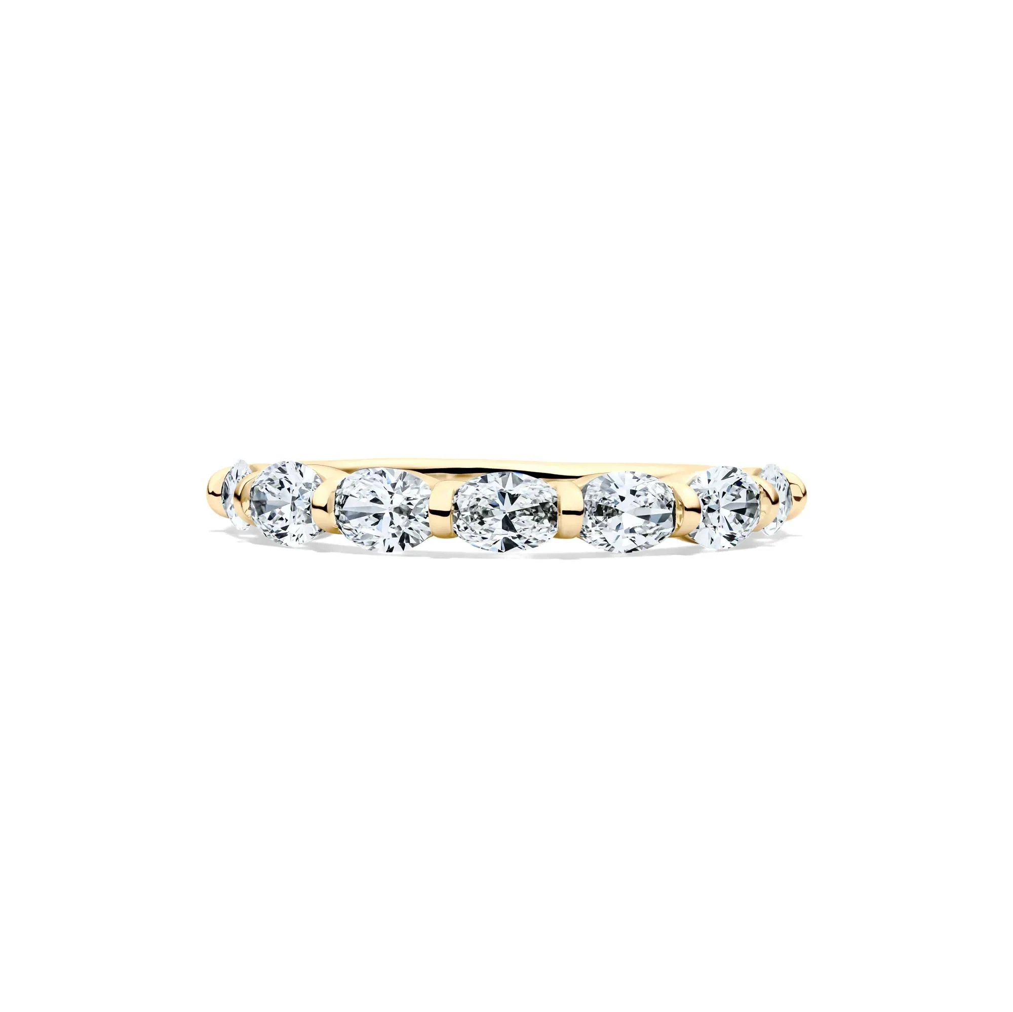 1 CT. Tw. Lab Grown Diamond Seven-Stone Wedding Band Ring 14K Yellow Gold Size 7 2mm